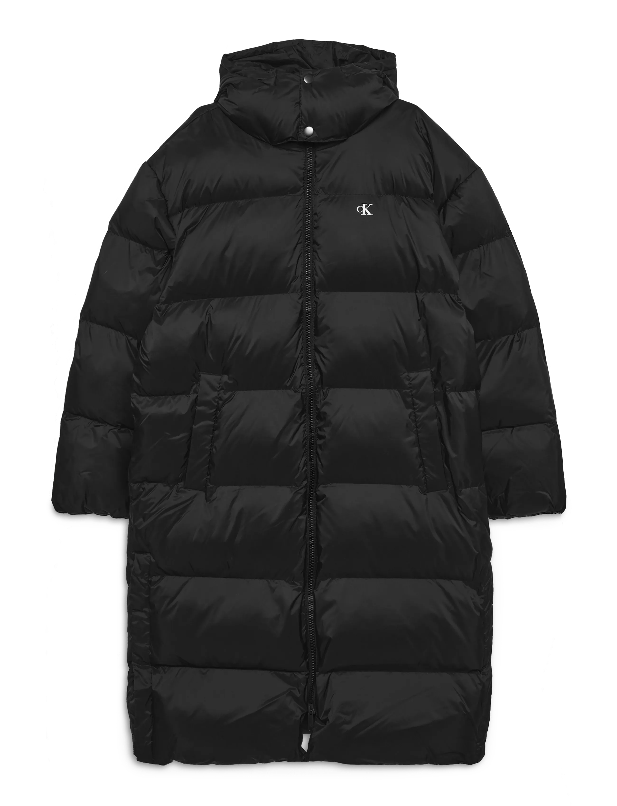 LS LONG LENGTH HOODED NYLON PUFF - BLACK