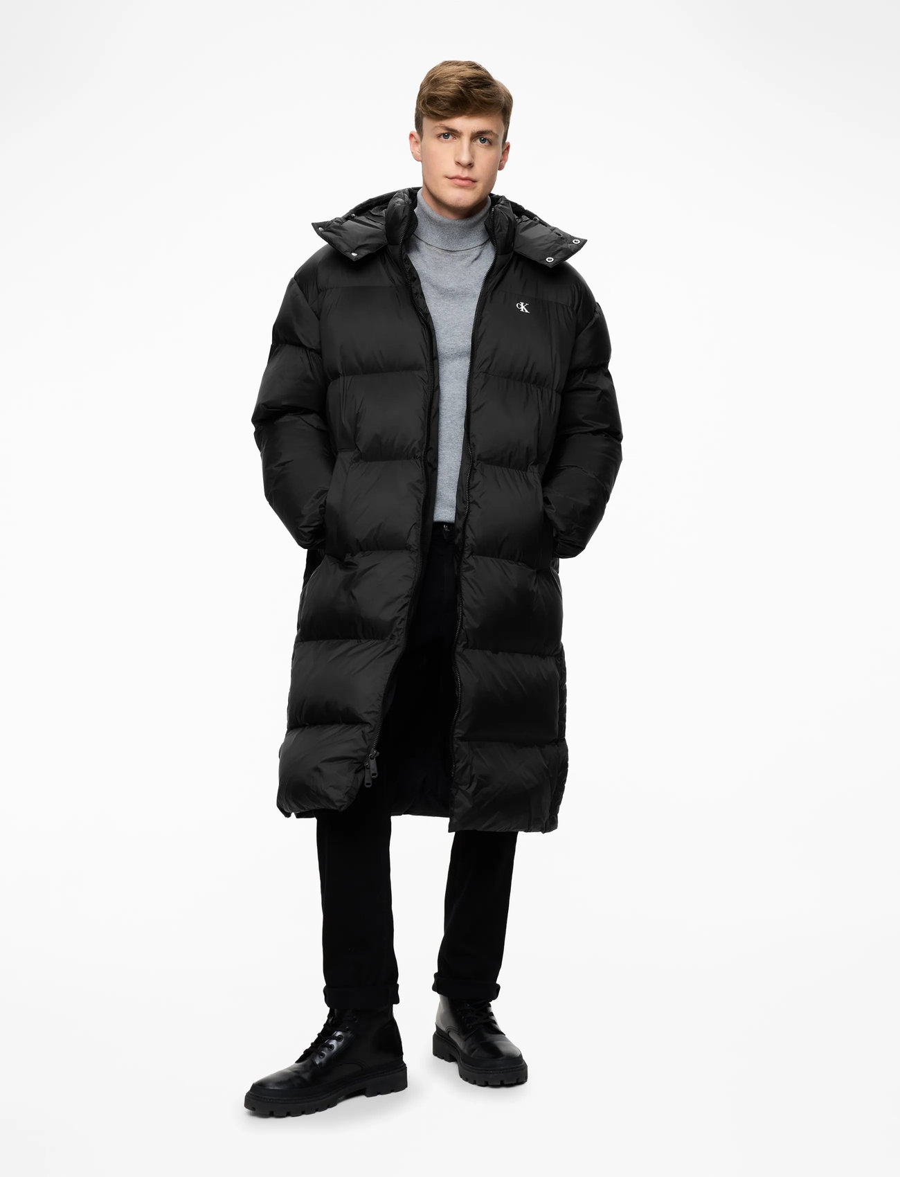 Calvin Klein Jeans - LS LONG LENGTH HOODED NYLON PUFF - vinterjackor - black - 2