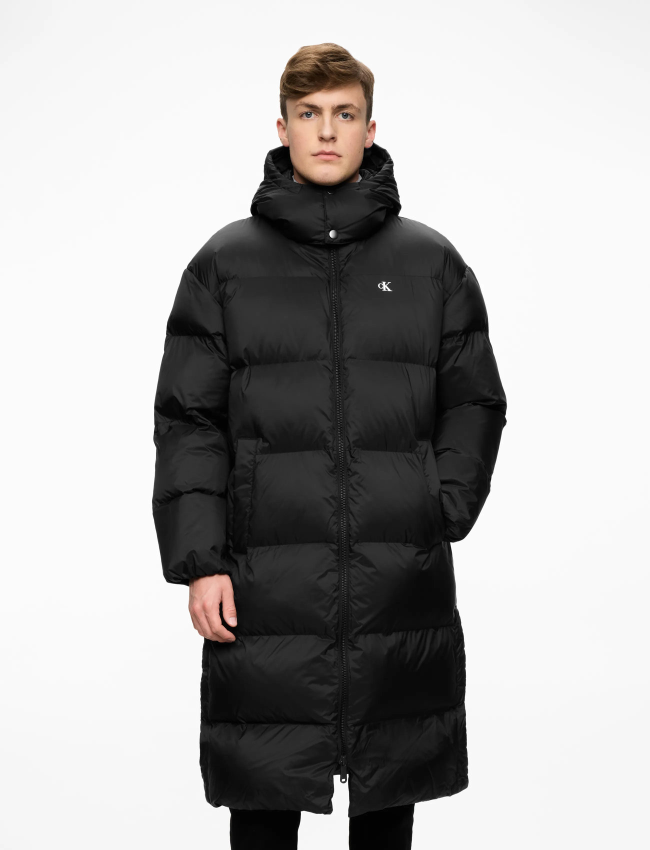 Calvin Klein Jeans - LS LONG LENGTH HOODED NYLON PUFF - vinterjackor - black - 0