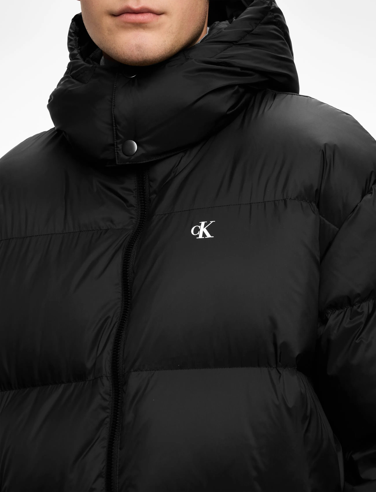 Calvin Klein Jeans - LS LONG LENGTH HOODED NYLON PUFF - vinterjackor - black - 5