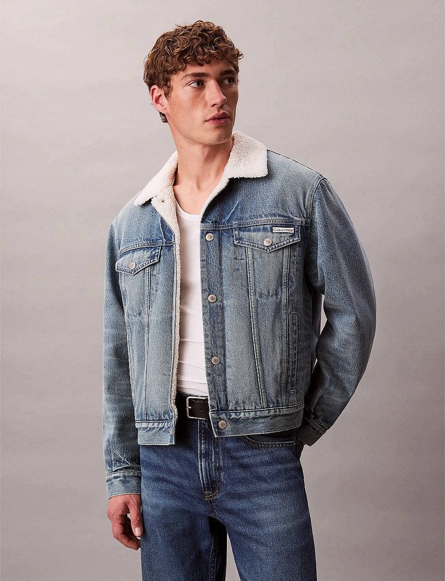 Calvin Klein Jeans - 90S SHERPA TRUCKER TINTED THUNDR - kurtki jeansowe z podszewką - tinted thundra - 0