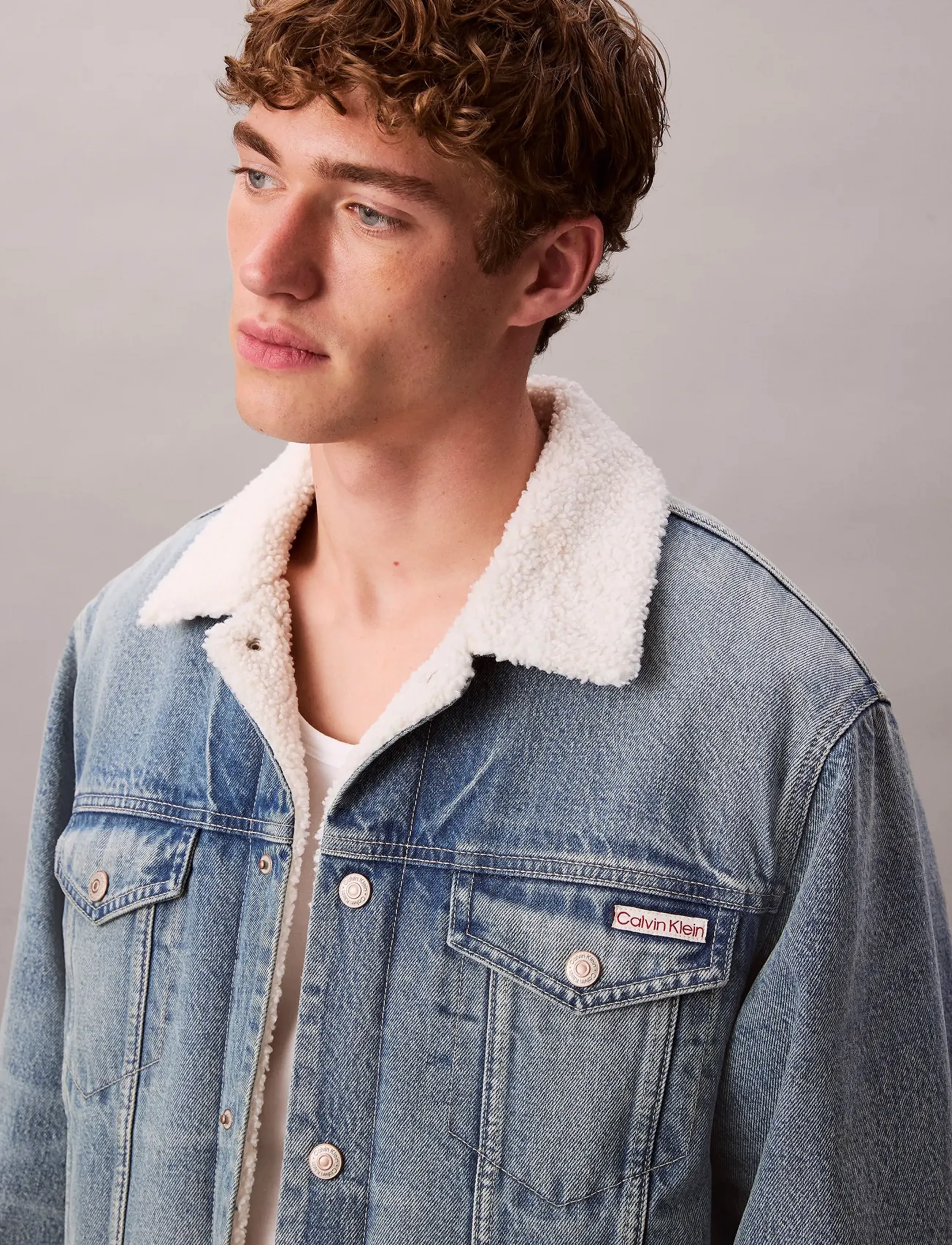 Calvin Klein Jeans - 90S SHERPA TRUCKER TINTED THUNDR - forede denimjakker - tinted thundra - 2