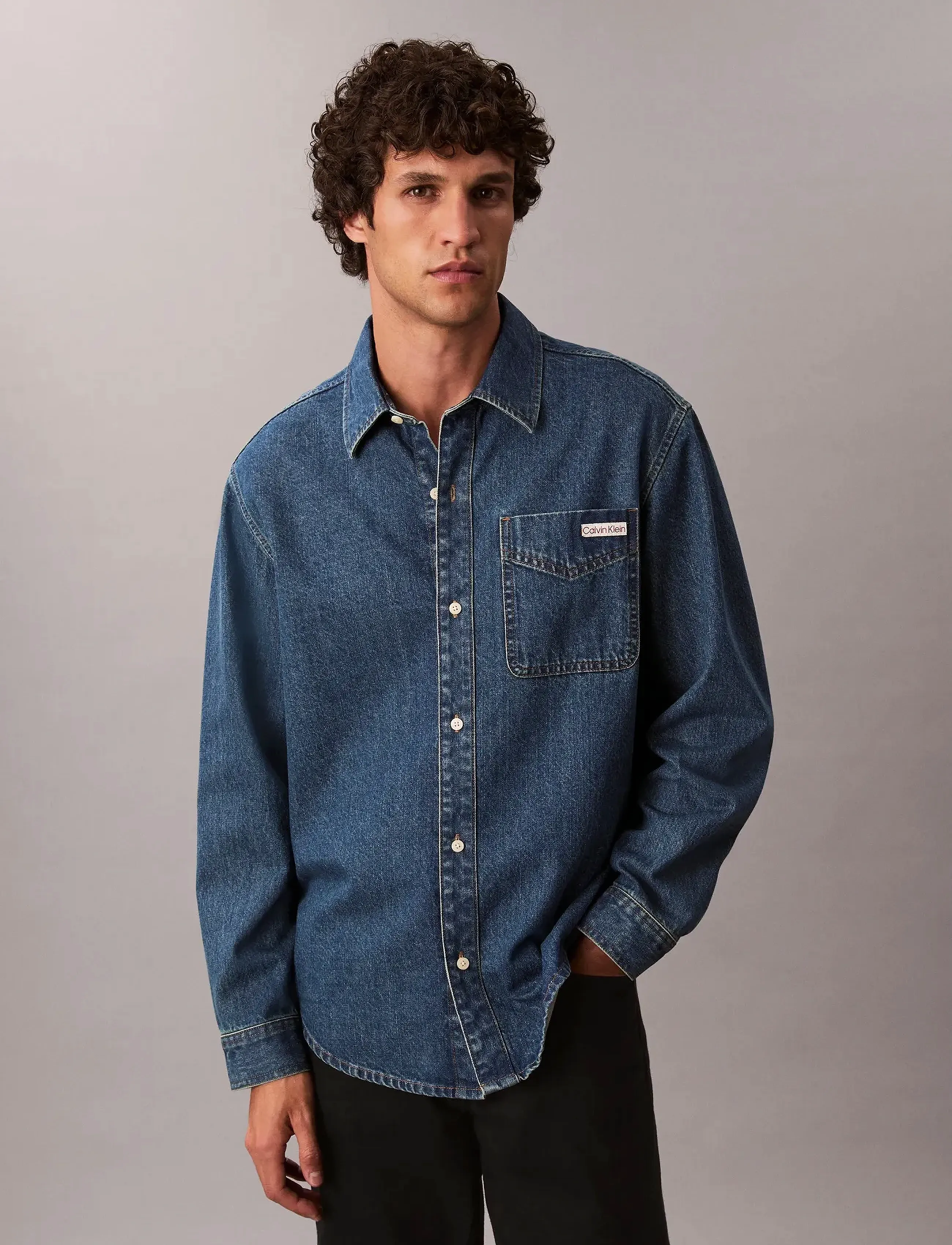 Calvin Klein Jeans - CLASSIC HARBOUR BLUE OVERSHIRT - denim overhemden - harbour blue - 0