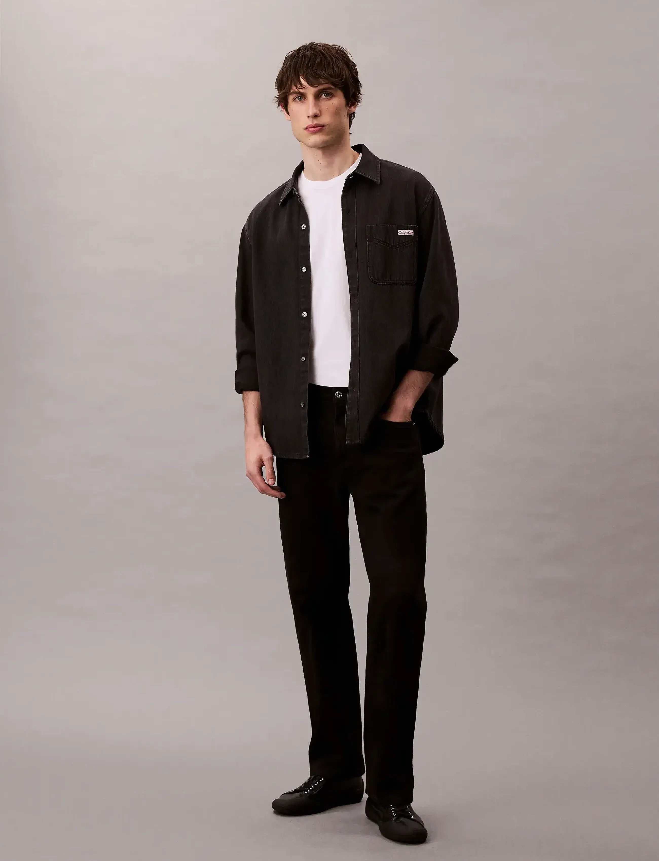 Calvin Klein Jeans - CLASSIC 205 BLACK OVERSHIRT - farkkupaidat - 205 black - 4
