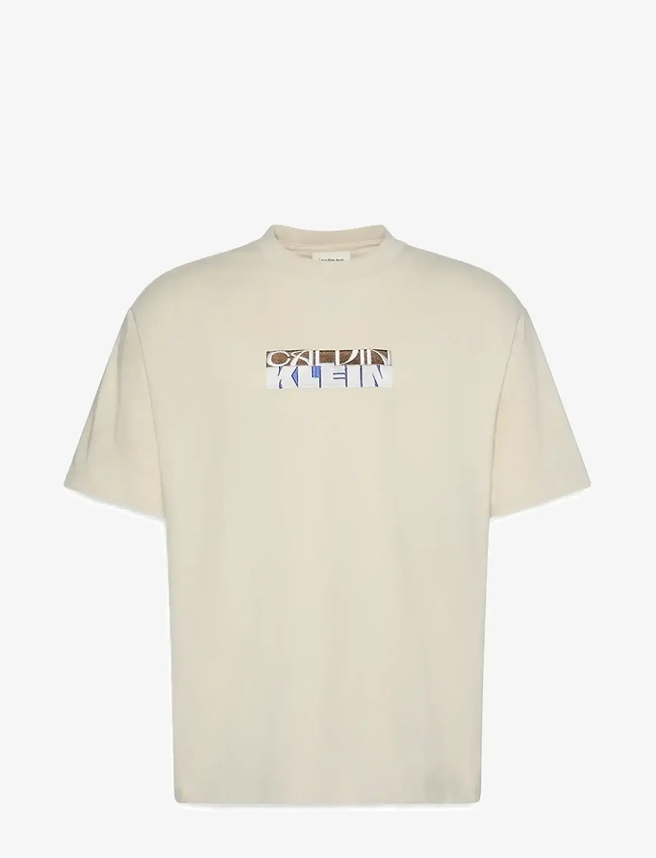 Calvin Klein Jeans - SS 16S TC CALVIN KLEIN BLOCK GRA - kurzärmelig - bone white - 1