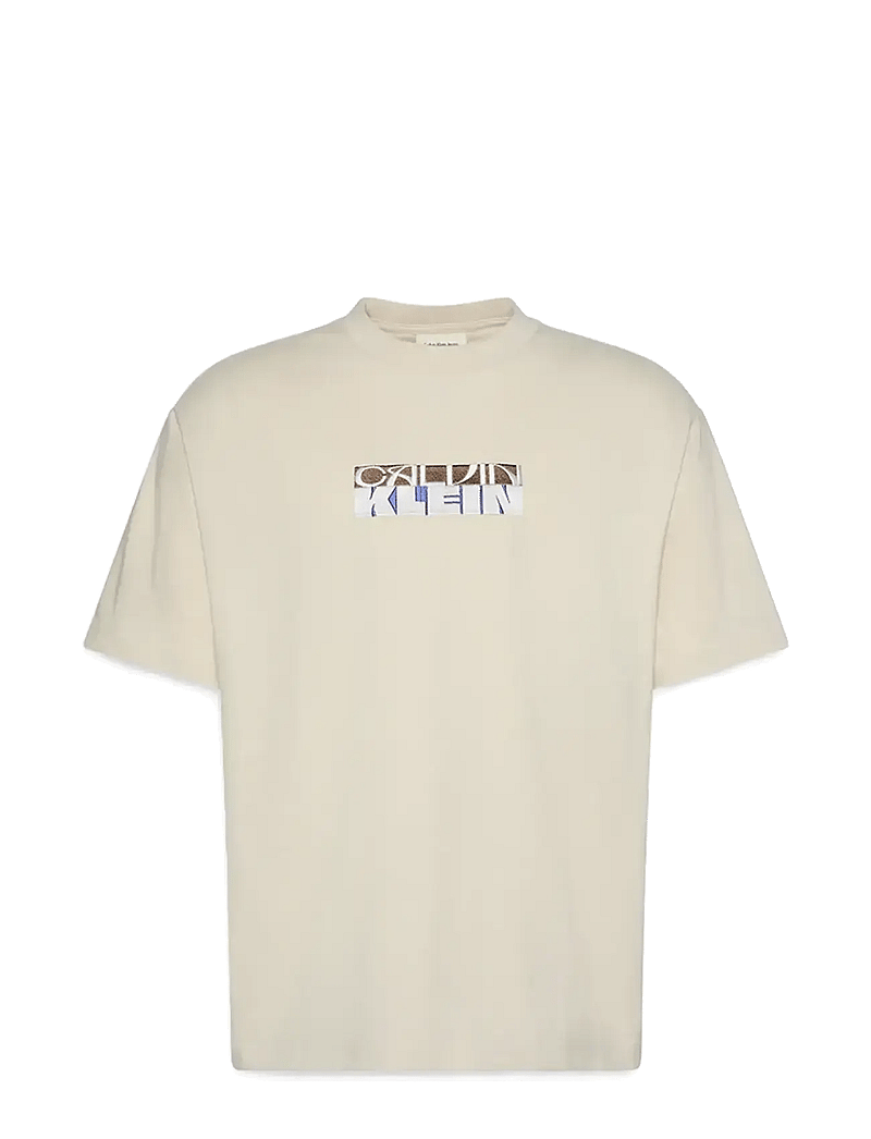 Calvin Klein Jeans - SS 16S TC CALVIN KLEIN BLOCK GRA - kortærmede t-shirts - bone white - 1