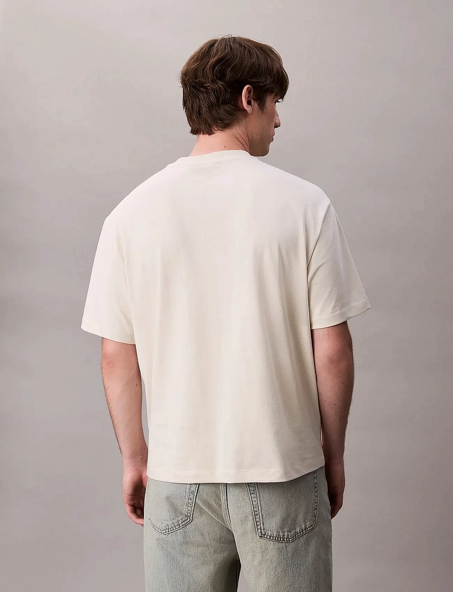 Calvin Klein Jeans - SS 16S TC CALVIN KLEIN BLOCK GRA - kurzärmelige t-shirts - bone white - 4