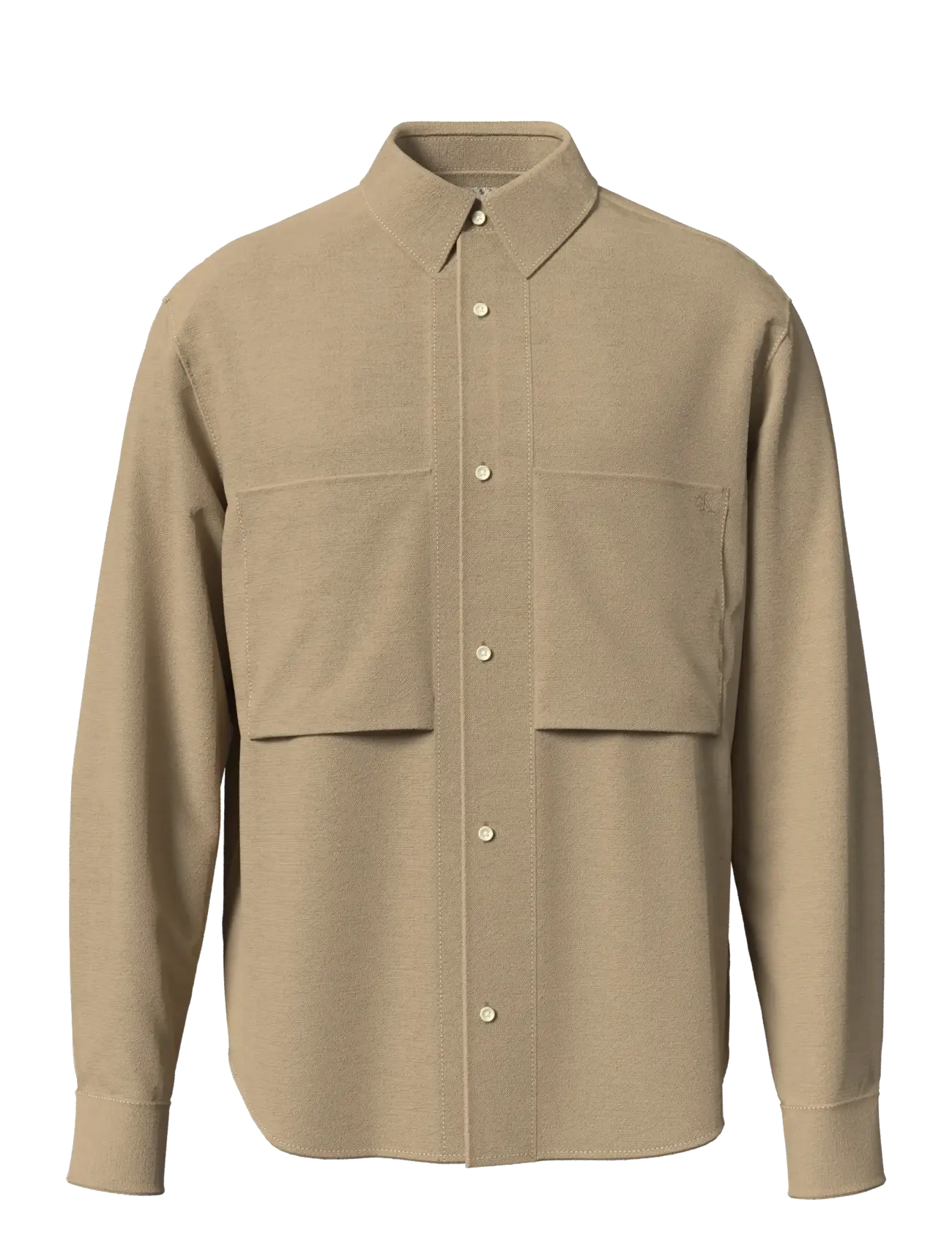 Calvin Klein Jeans LS COTTON TWILL RELAXED OVERSHIR - Transitional Layering - TRAVERTINE / beige
