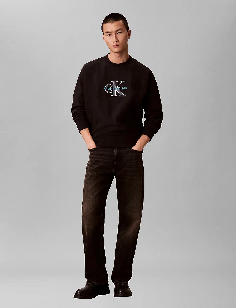 Calvin Klein Jeans - PREMIUM TRI-COLOR MONOLOGO CN SW - sweatshirts - black - 0