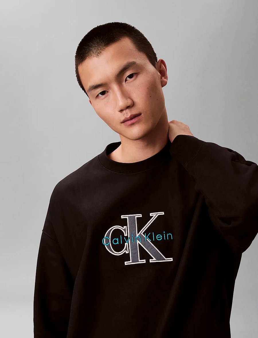 Calvin Klein Jeans - PREMIUM TRI-COLOR MONOLOGO CN SW - sweatshirts - black - 4