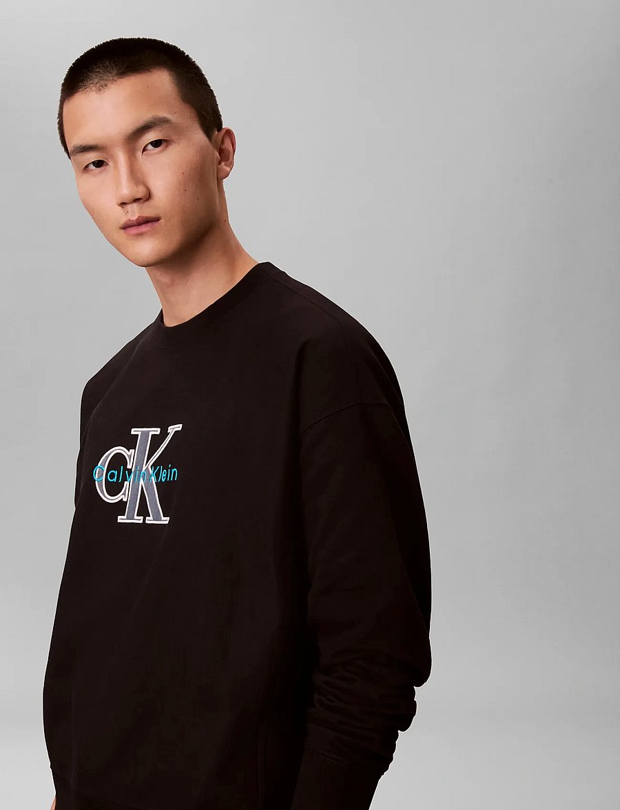 Calvin Klein Jeans - PREMIUM TRI-COLOR MONOLOGO CN SW - sweatshirts - black - 5