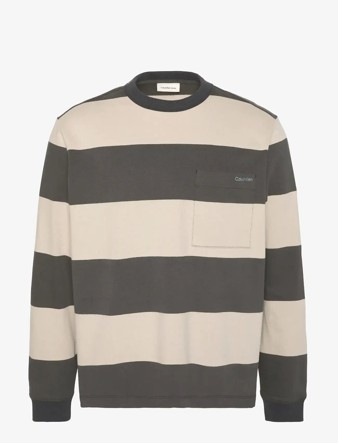 Calvin Klein Jeans - LS SUEDED STRIPE POCKET TEE - lange mouwen - pirate black - 1