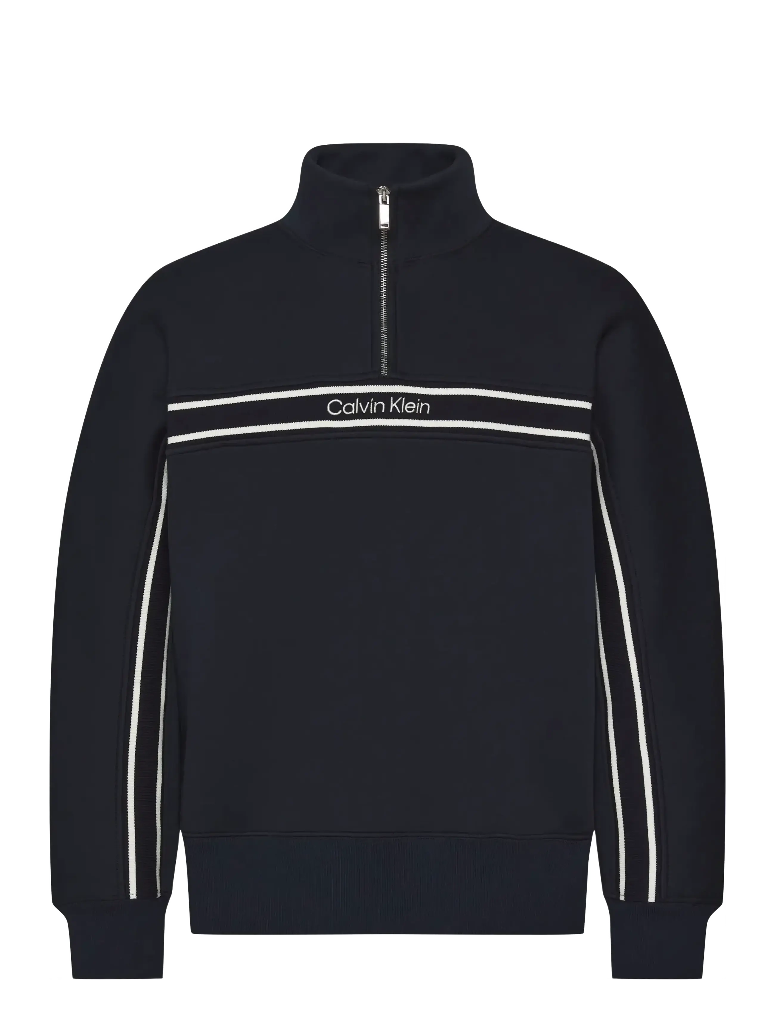Calvin Klein Jeans LS COTTON SPACER STRIPE RIB QTR - Sweatshirts - DARK SAPPHIRE / white