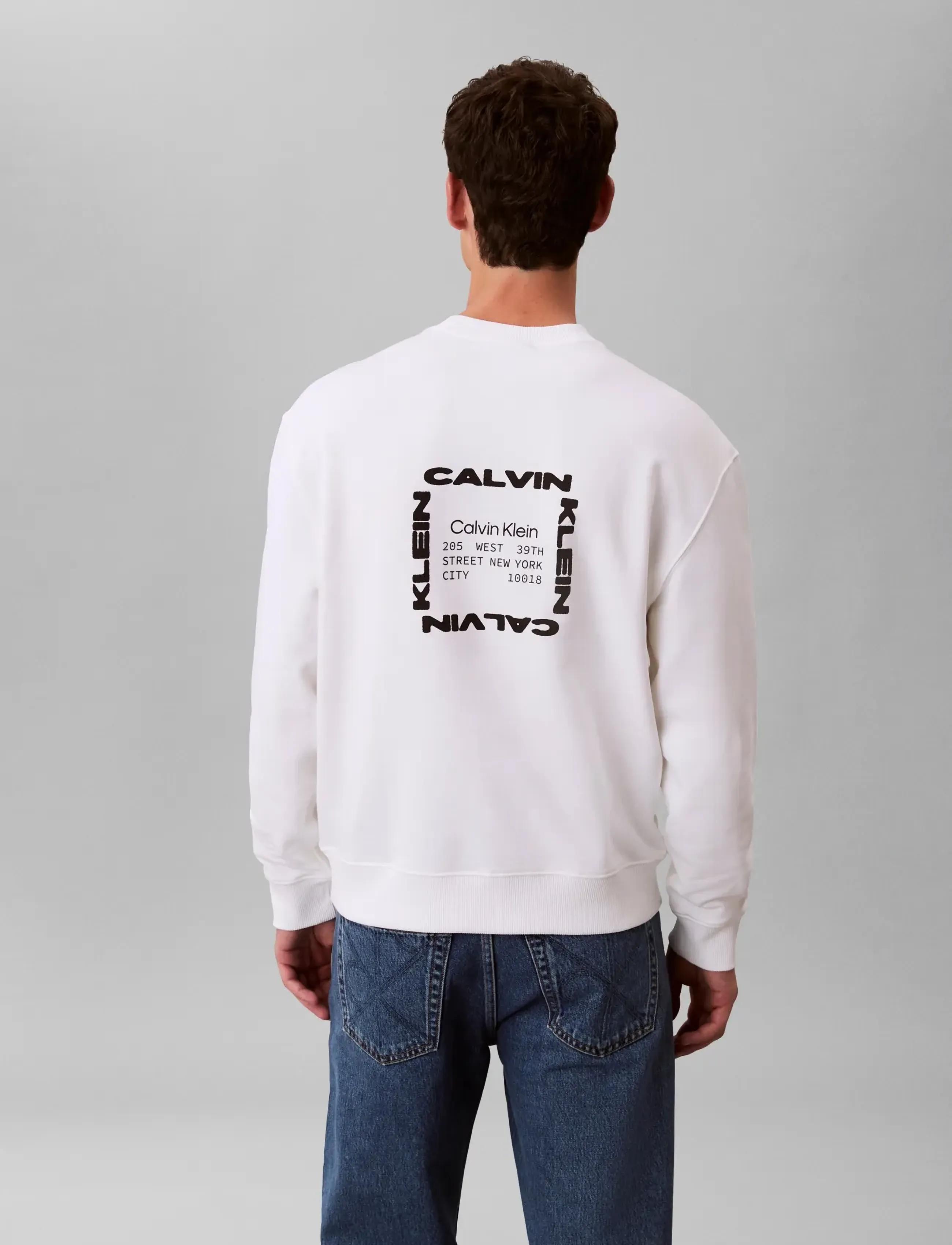 Calvin Klein Jeans - LS EU 350TERRY GRAPHIC CN SWTSHR - shop by style - bright white - 2