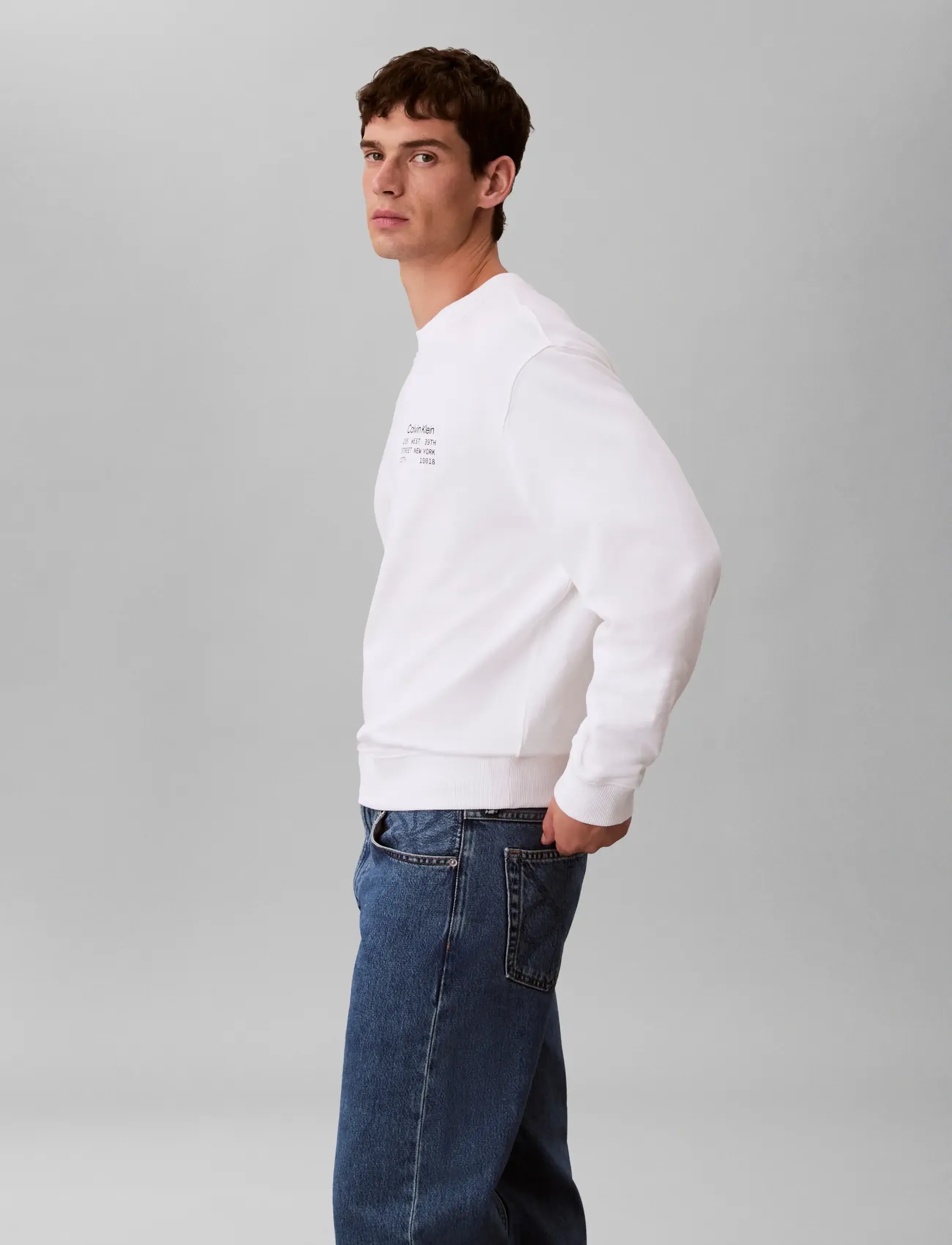 Calvin Klein Jeans - LS EU 350TERRY GRAPHIC CN SWTSHR - shop by style - bright white - 4