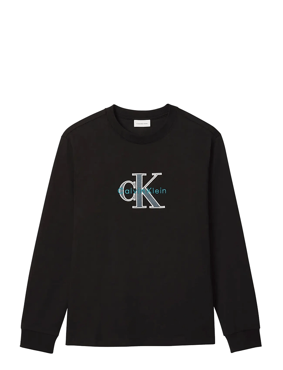 Calvin Klein Jeans - LS 16S JERSEY TRI-COLOR MONOLOGO - sweatshirts - black - 1