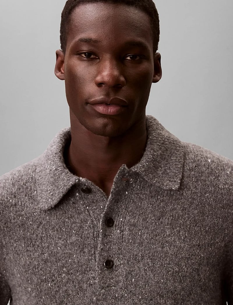 Calvin Klein Jeans - LS NEP YARN POLO SWEATER 3GG - gestrickte polohemden - medium grey neps - 5