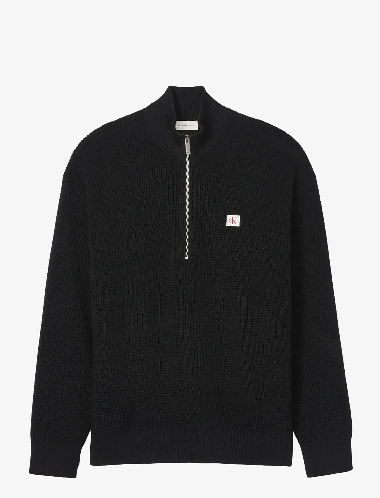 Calvin Klein Jeans - LS EZ COTTON WAFFLE QUARTER ZIP - half zip jumpers - black - 1