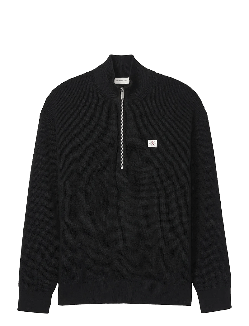 Calvin Klein Jeans - LS EZ COTTON WAFFLE QUARTER ZIP - half zip strik - black - 1