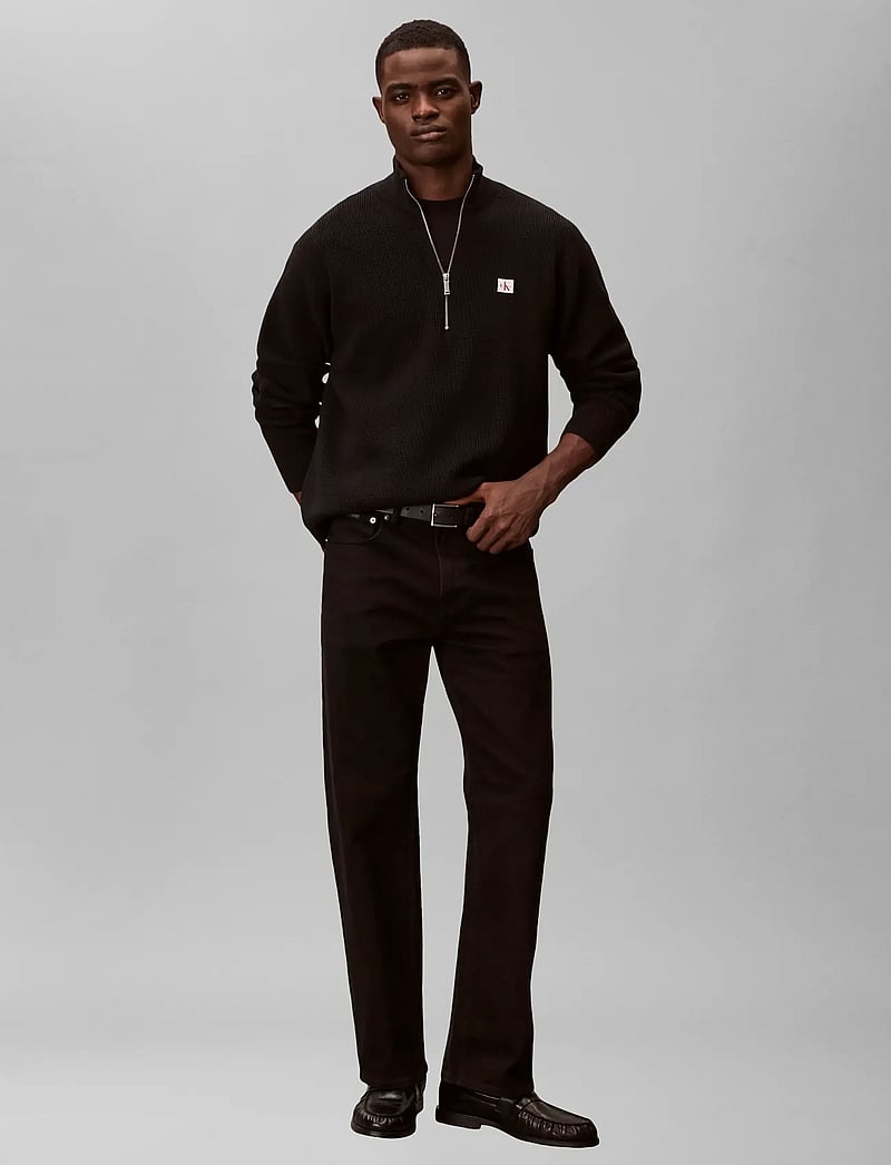Calvin Klein Jeans - LS EZ COTTON WAFFLE QUARTER ZIP - half zip strik - black - 0