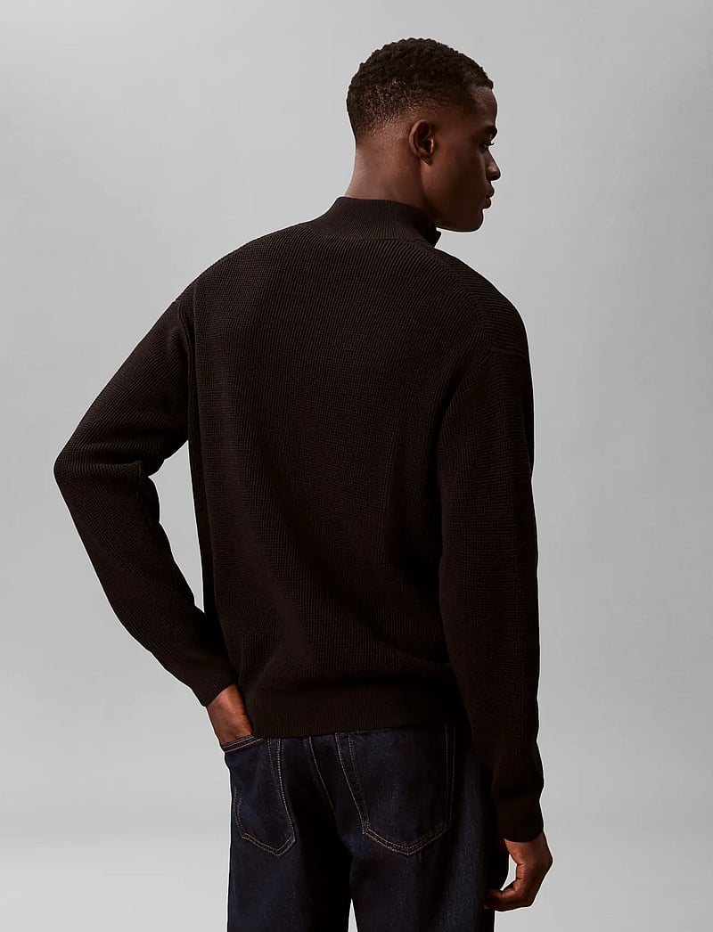 Calvin Klein Jeans - LS EZ COTTON WAFFLE QUARTER ZIP - half zip strik - black - 2
