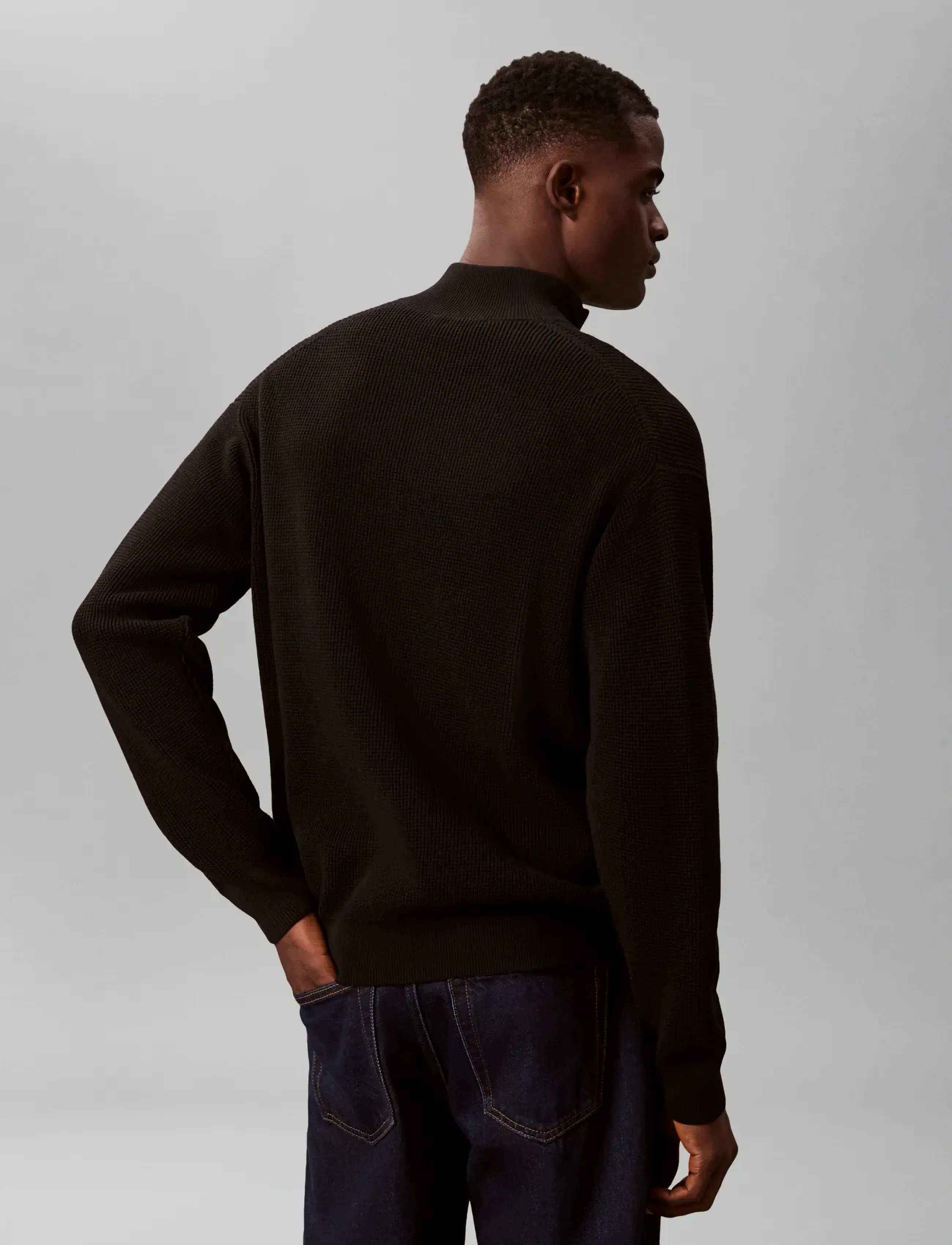 Calvin Klein Jeans - LS EZ COTTON WAFFLE QUARTER ZIP - halfzip strik - black - 2