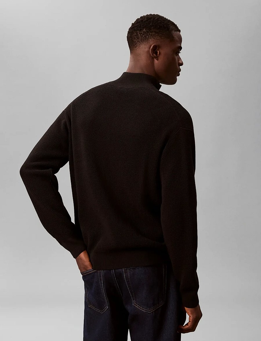 Calvin Klein Jeans - LS EZ COTTON WAFFLE QUARTER ZIP - halfzip strik - black - 2