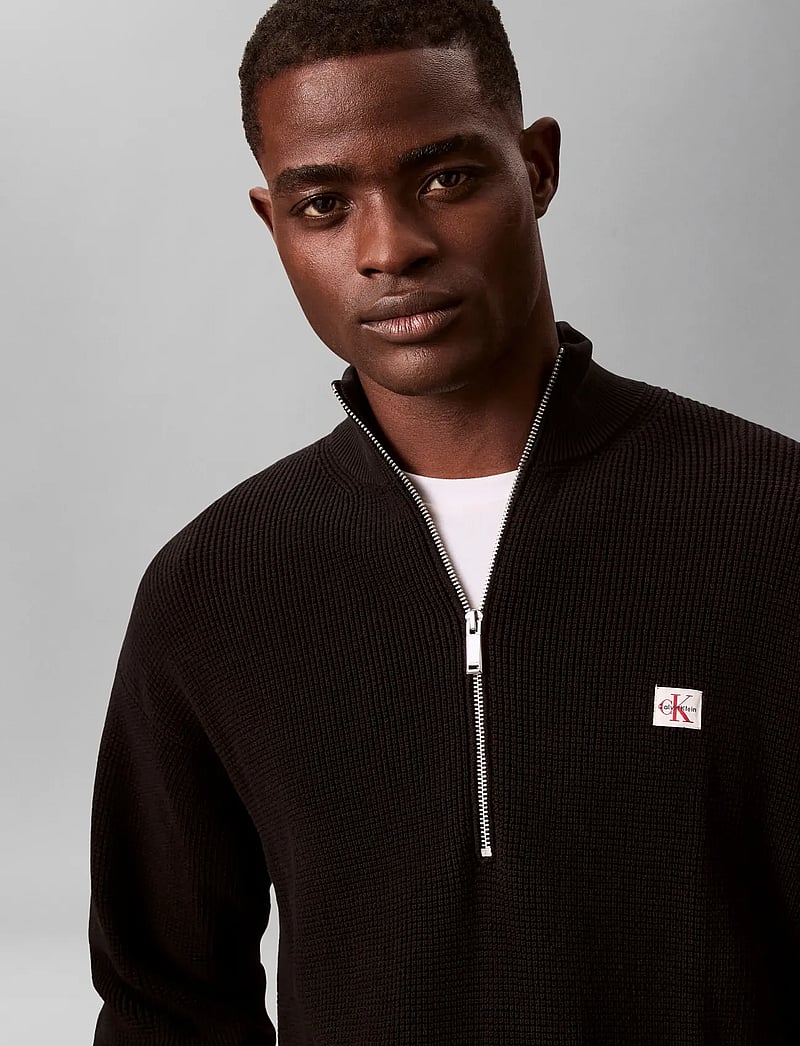 Calvin Klein Jeans - LS EZ COTTON WAFFLE QUARTER ZIP - half zip strik - black - 4