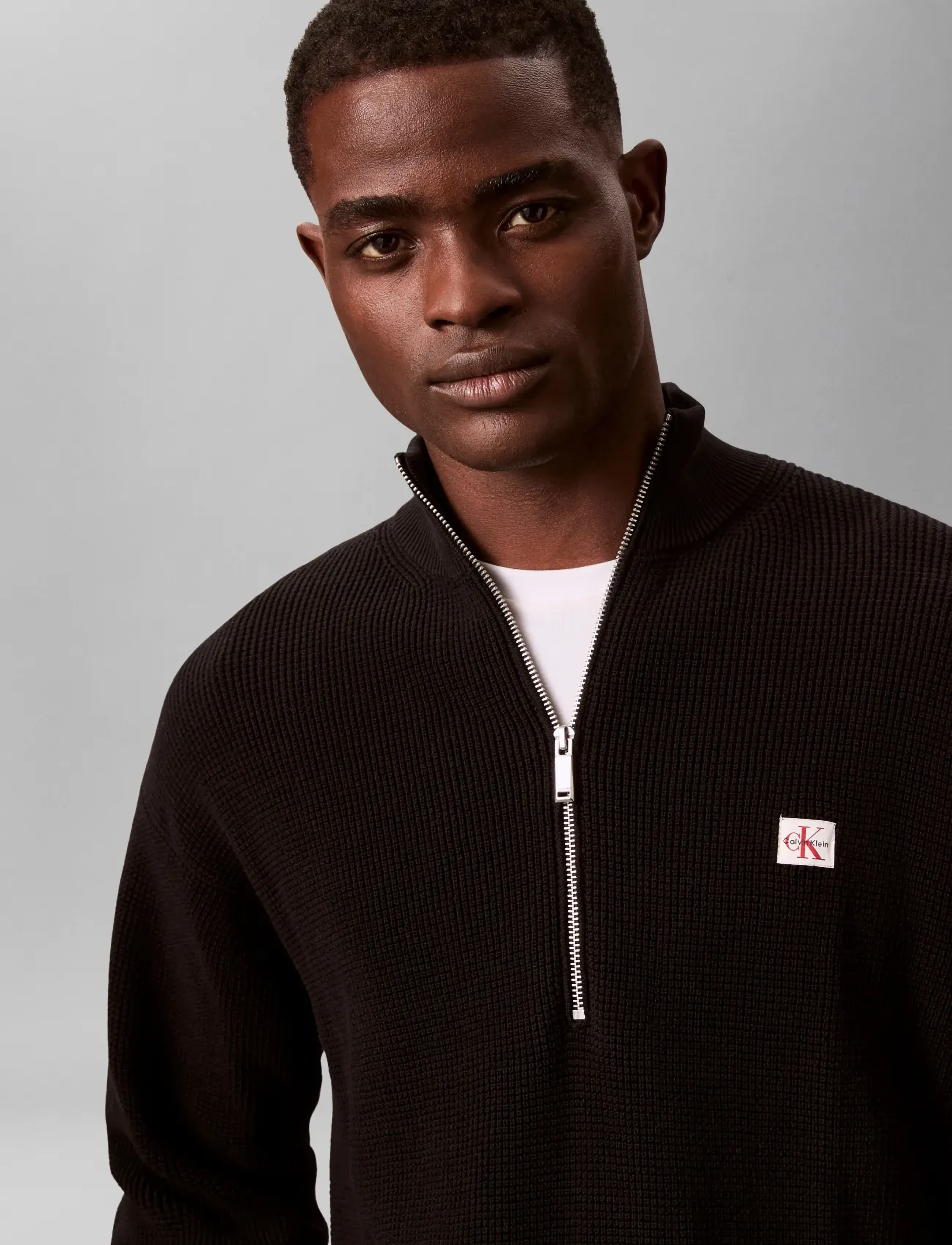 Calvin Klein Jeans - LS EZ COTTON WAFFLE QUARTER ZIP - halfzip strik - black - 4