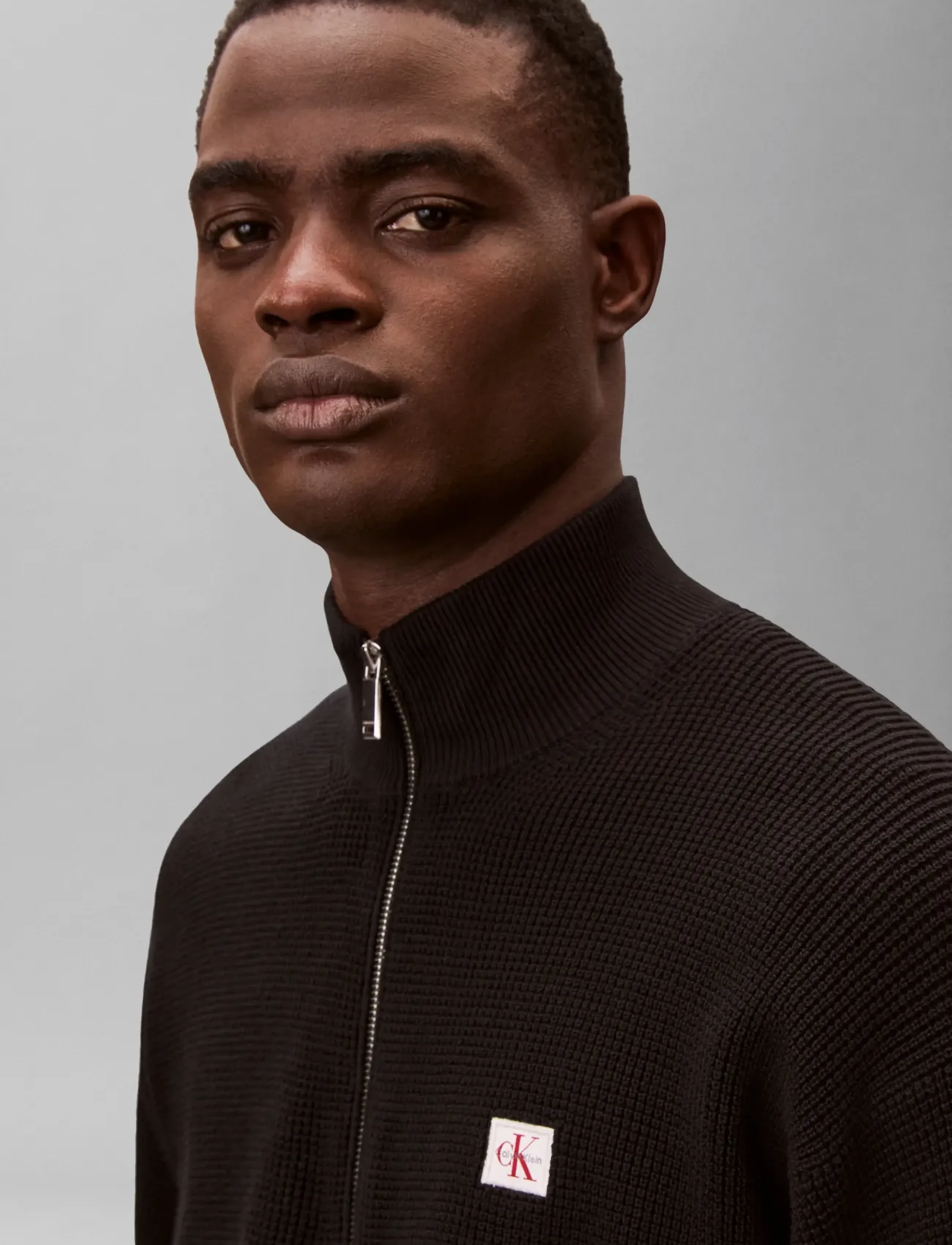 Calvin Klein Jeans LS EZ COTTON WAFFLE QUARTER ZIP - Pullover mit halbem Reißverschluss - BLACK / black