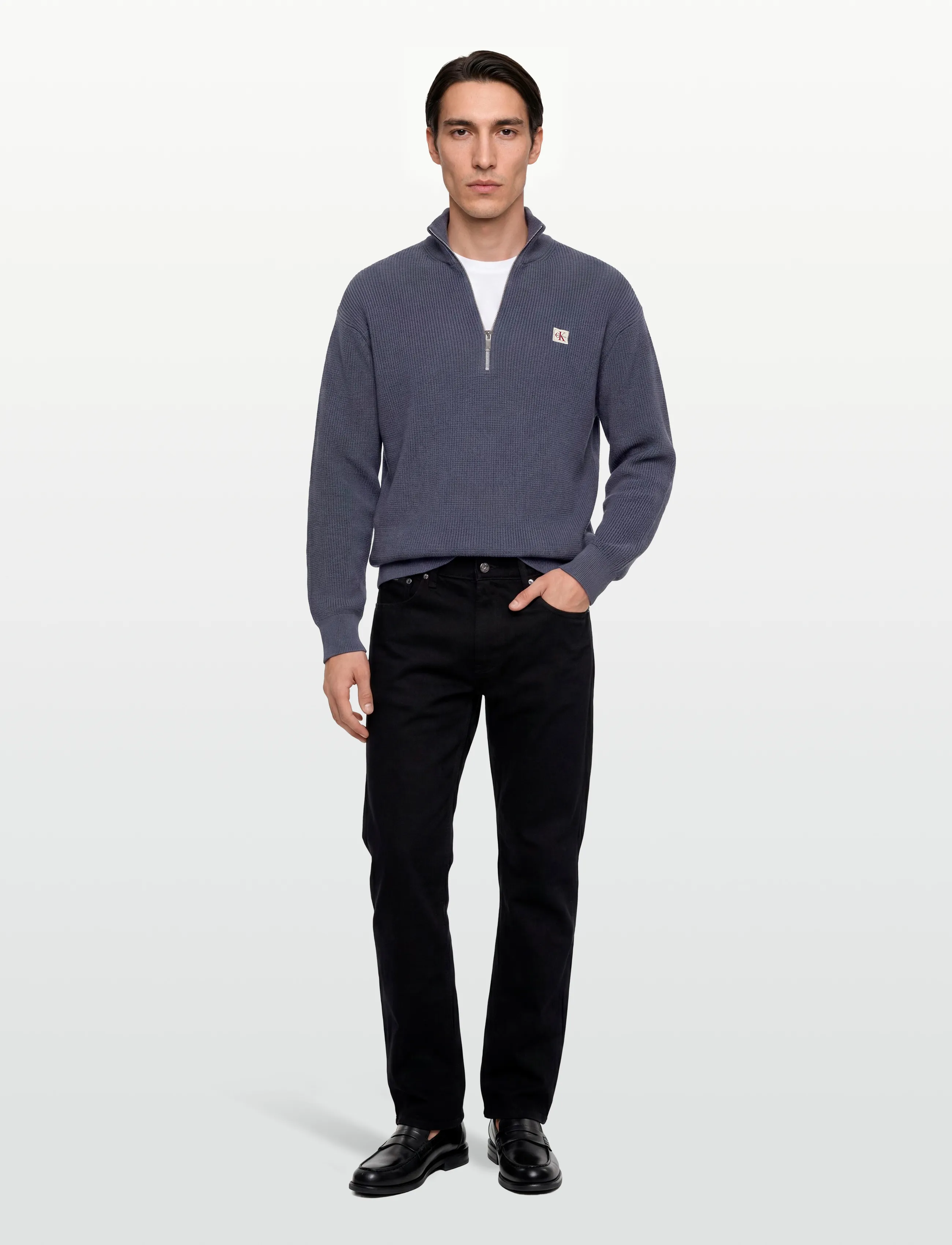 Calvin Klein Jeans - LS EZ COTTON WAFFLE QUARTER ZIP - half zip-tröjor - blue nomad - 0