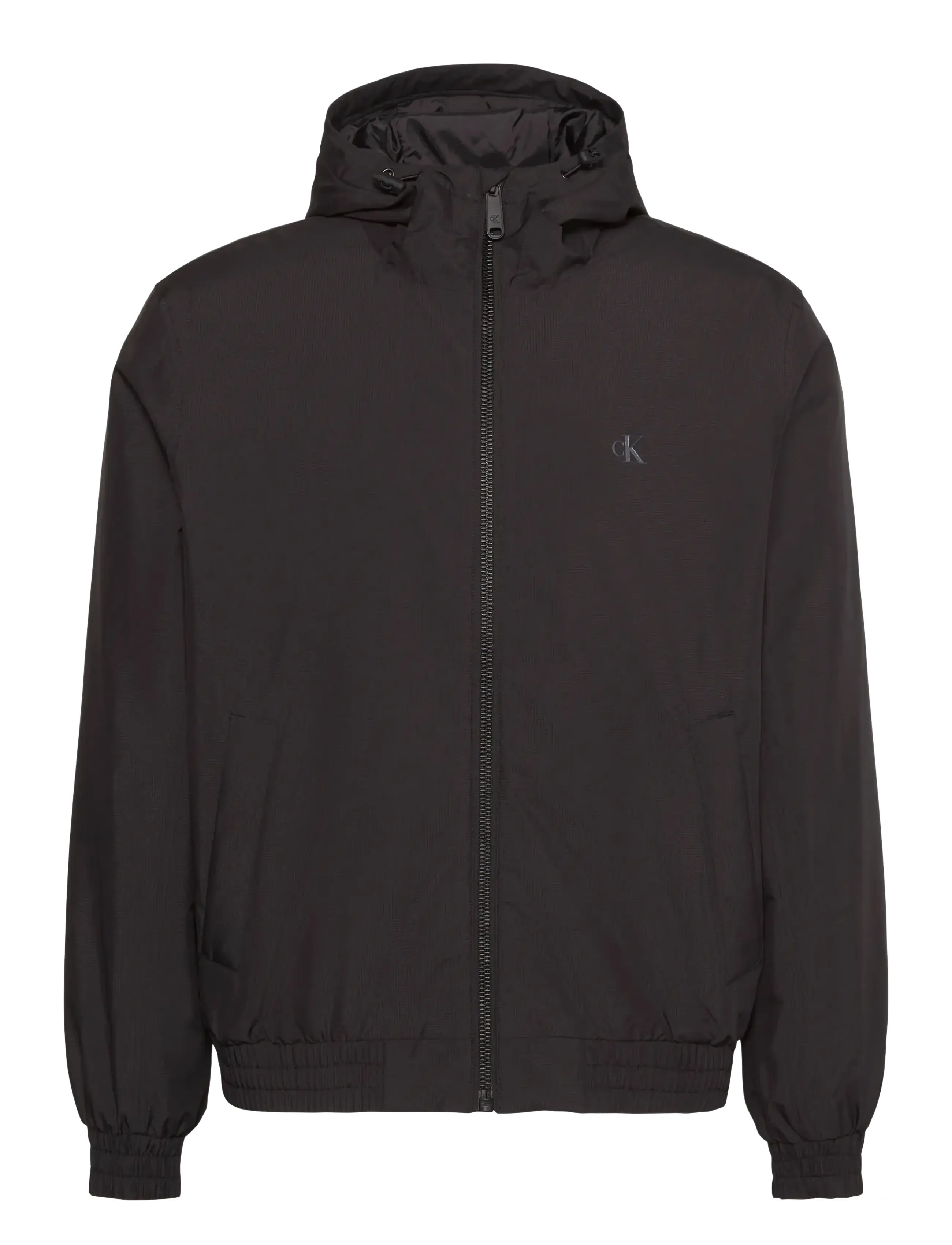 Calvin Klein Jeans LS HOODED RIPSTOP HARRINGTON JKT - Tøj - BLACK / black