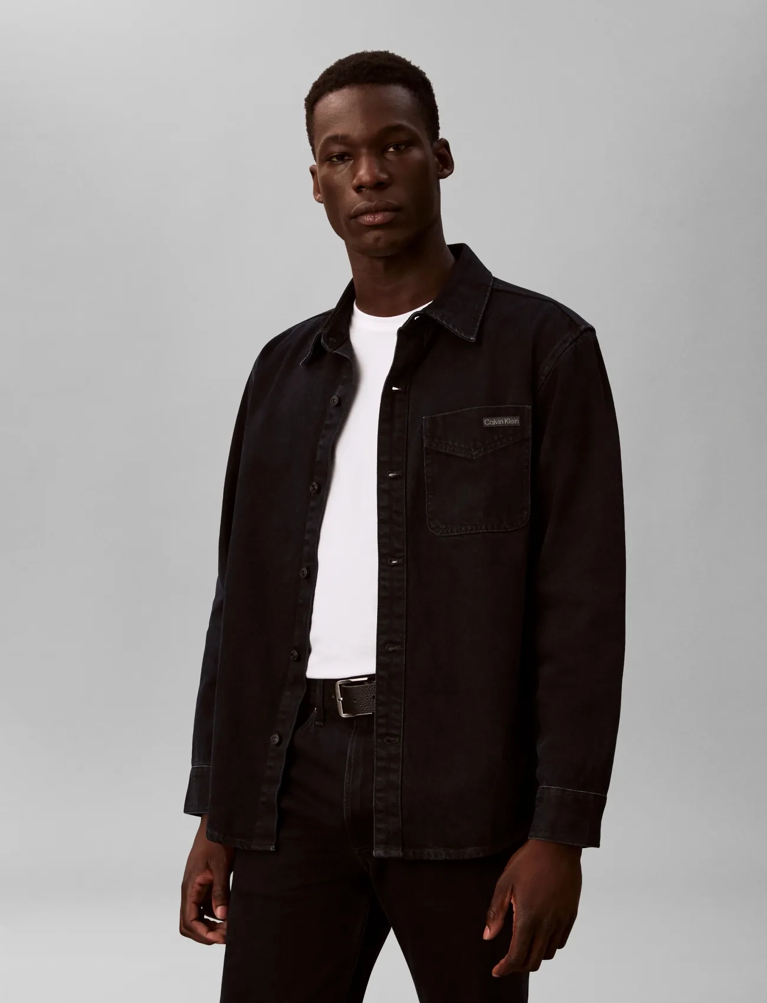 Calvin Klein Jeans Blue Black Stone 90S Overshirt, XS, Shirts, Marineblau - Denim Männerswear