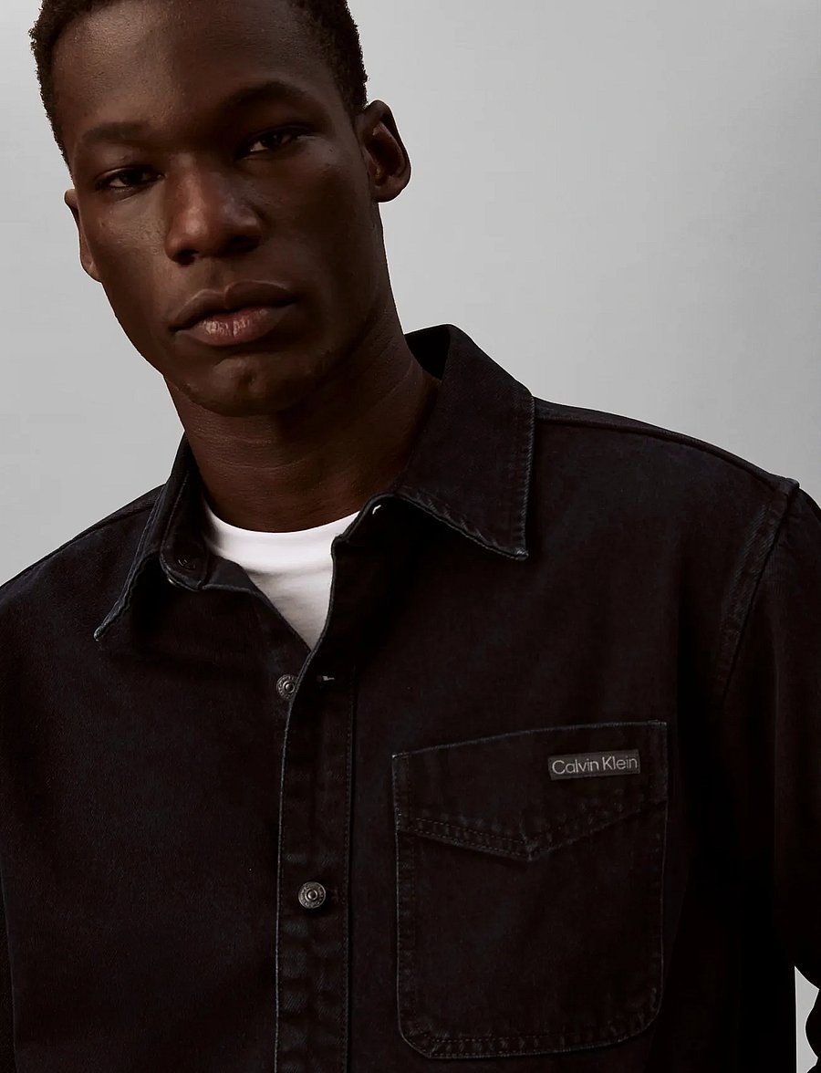 Calvin Klein Jeans - BLUE BLACK STONE 90S OVERSHIRT - denim shirts - blue black stone - 4