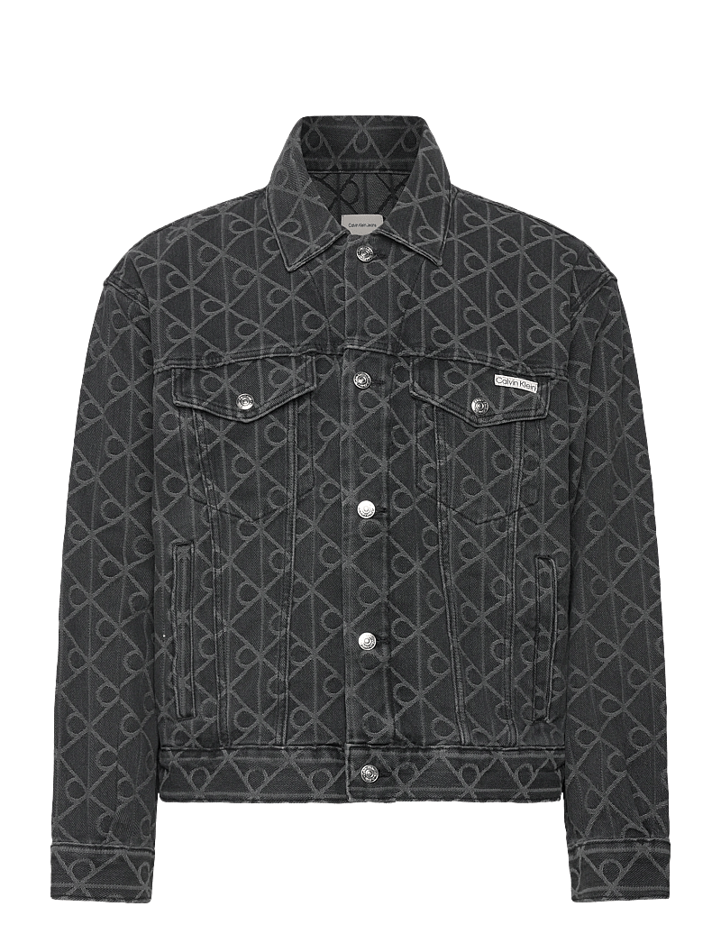 Calvin Klein Jeans - 90S BLACK EMBLEM JACQUARD TRUCKE - ungefütterte denimjacken - black emblem - 1