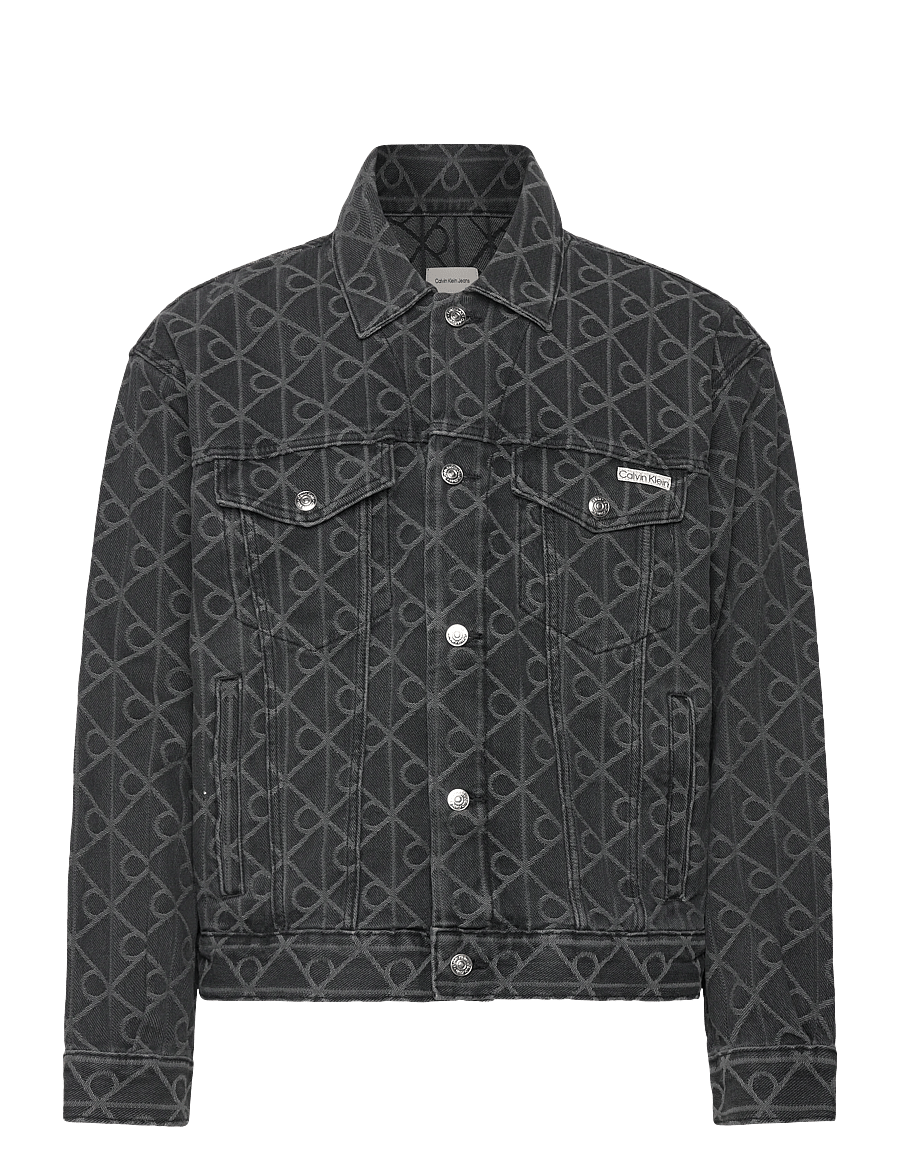 Calvin Klein Jeans - 90S BLACK EMBLEM JACQUARD TRUCKE - ungefütterte denimjacken - black emblem - 1