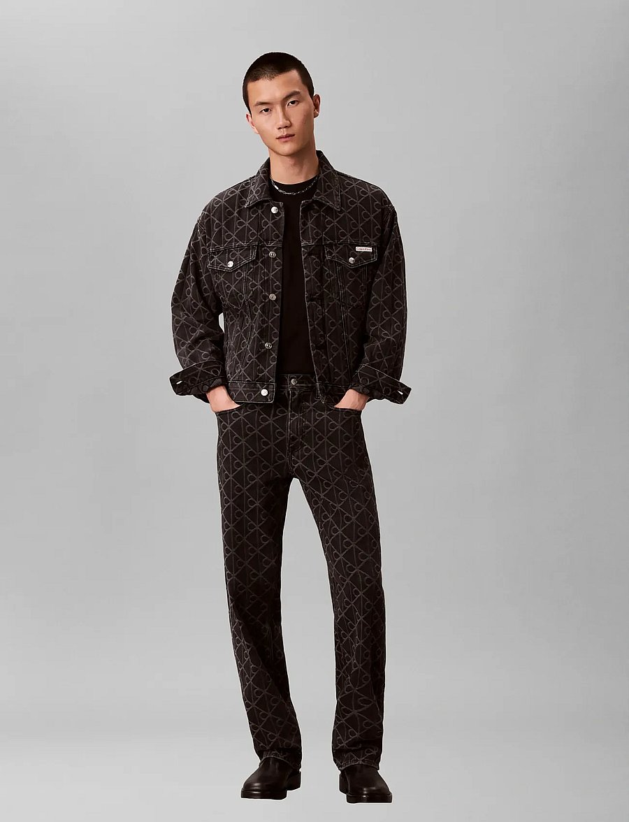 Calvin Klein Jeans - 90S BLACK EMBLEM JACQUARD TRUCKE - ungefütterte denimjacken - black emblem - 0