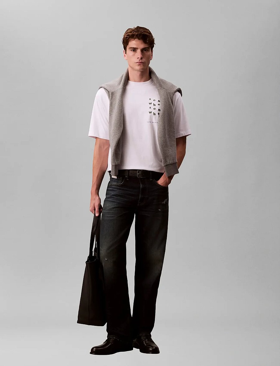 Calvin Klein Jeans - SS 16S CALVIN SOMEWHERE GRAPHIC - kortærmede t-shirts - brilliant white - 4