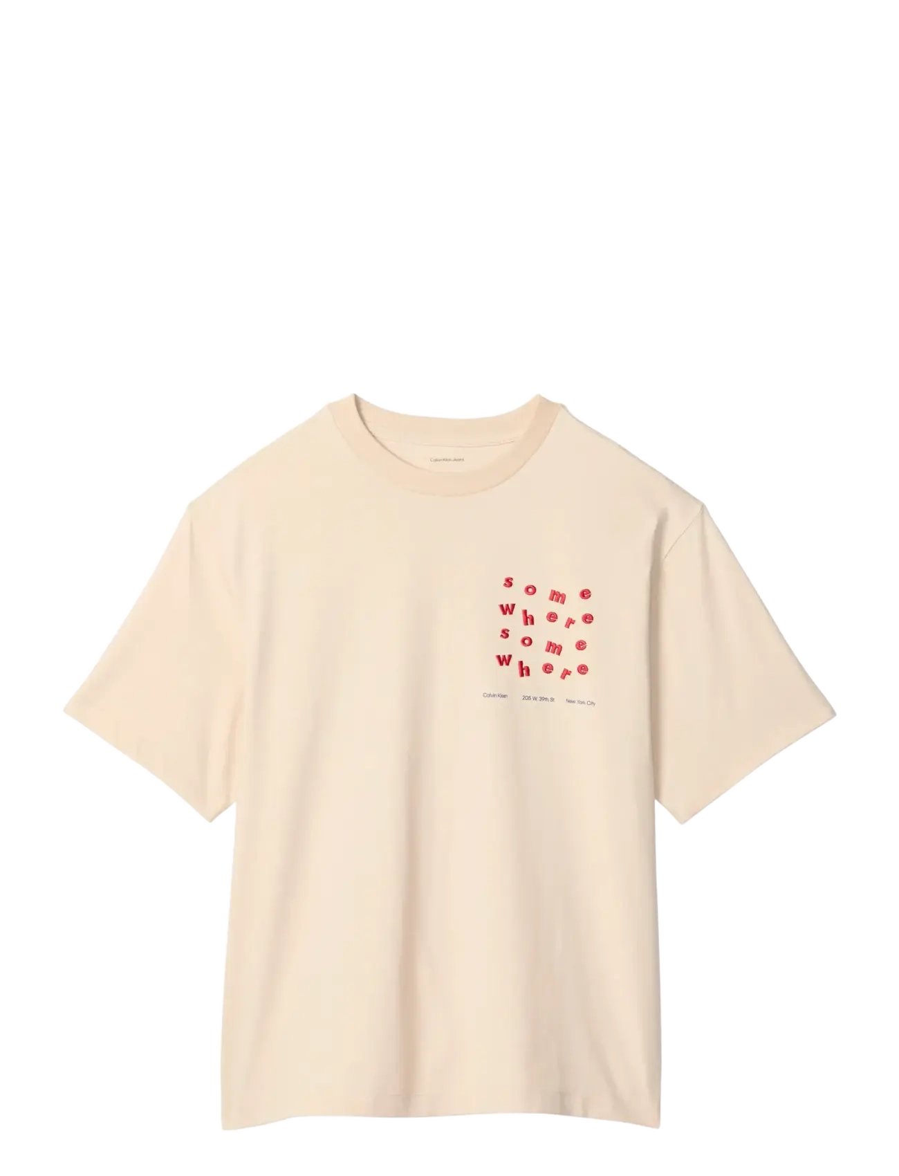 Calvin Klein Jeans SS 16S CALVIN SOMEWHERE GRAPHIC - Calvin Klein Jeans - TUSCAN BEIGE / pink/rose