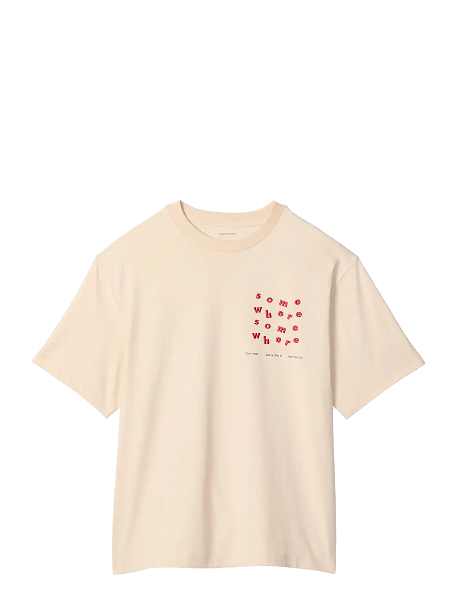 Calvin Klein Jeans - SS 16S CALVIN SOMEWHERE GRAPHIC - kortærmede t-shirts - tuscan beige - 1