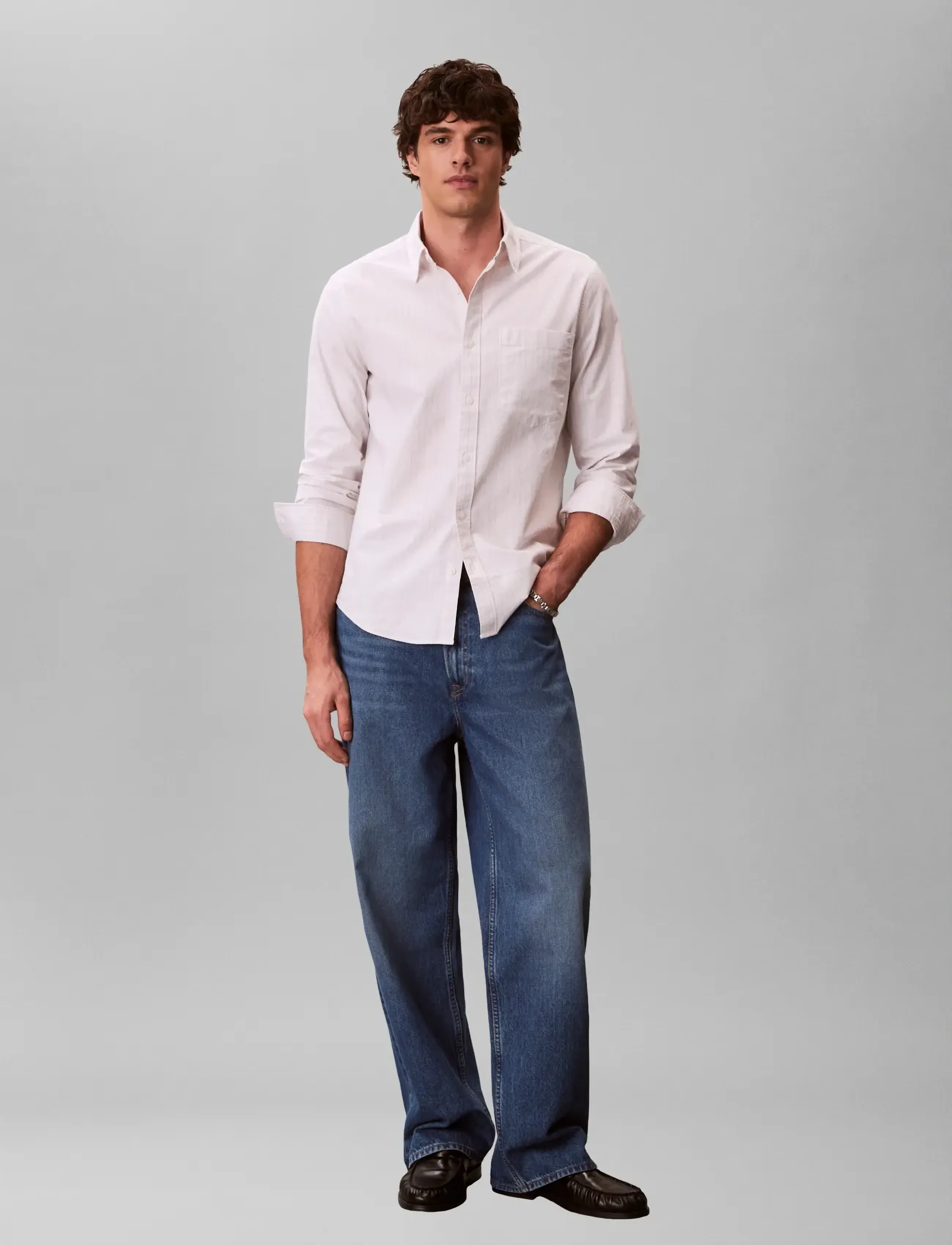 Calvin Klein Jeans LS YD STRIPE OXFORD CLASSIC SHIR - Nyheter - CHALK / white