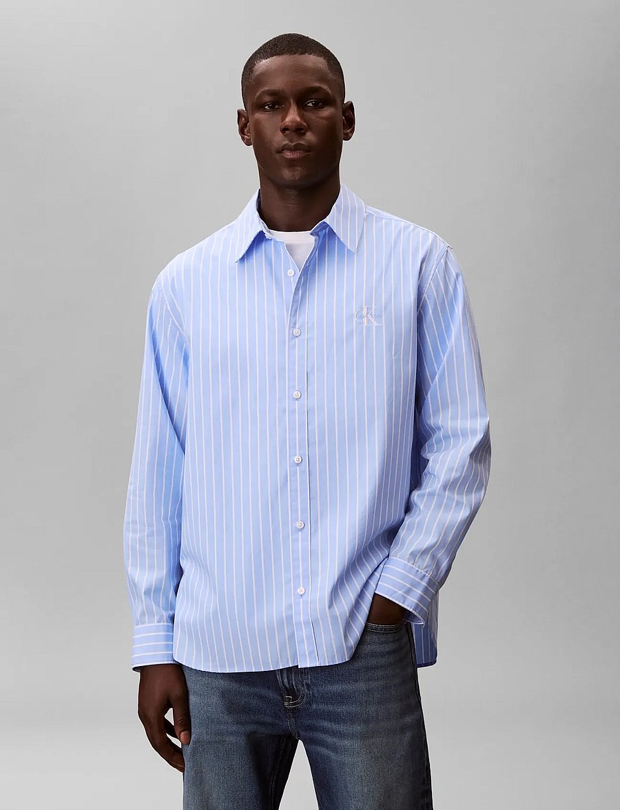 Calvin Klein Jeans - LS YD STRIPE WASHED POPLIN RELAX - stribede skjorter - blue descent - 3