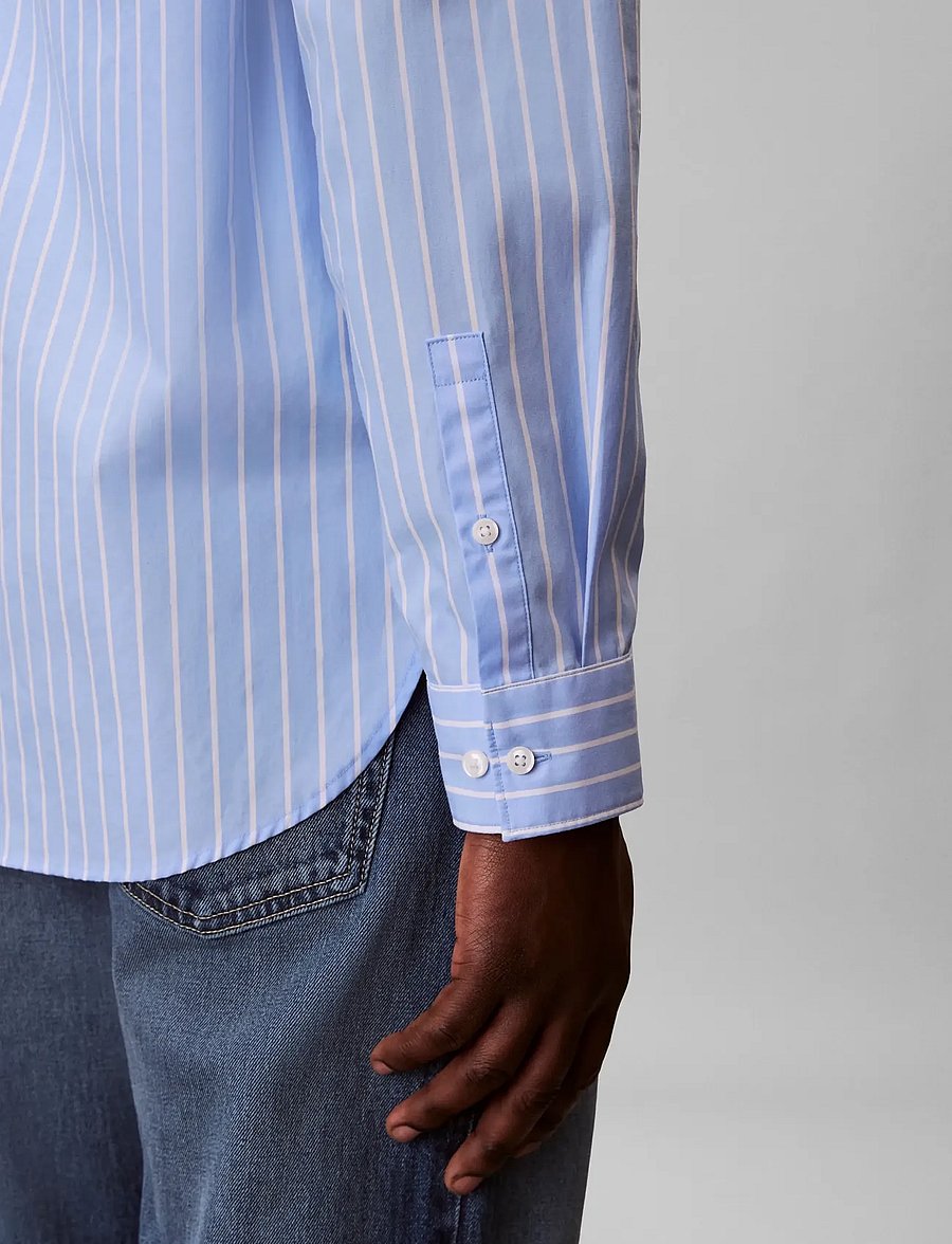 Calvin Klein Jeans - LS YD STRIPE WASHED POPLIN RELAX - stribede skjorter - blue descent - 4