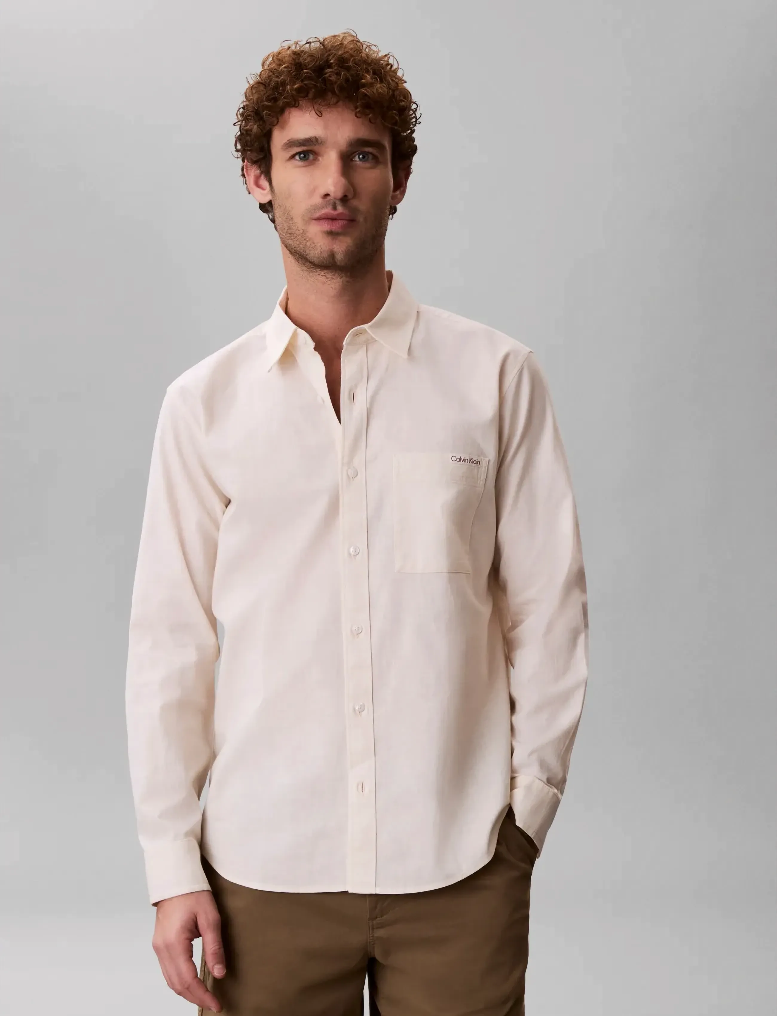Calvin Klein Jeans - LS CHAMBRAY CLASSIC SHIRT - verslaðu eftir stíl - oatmeal - 3