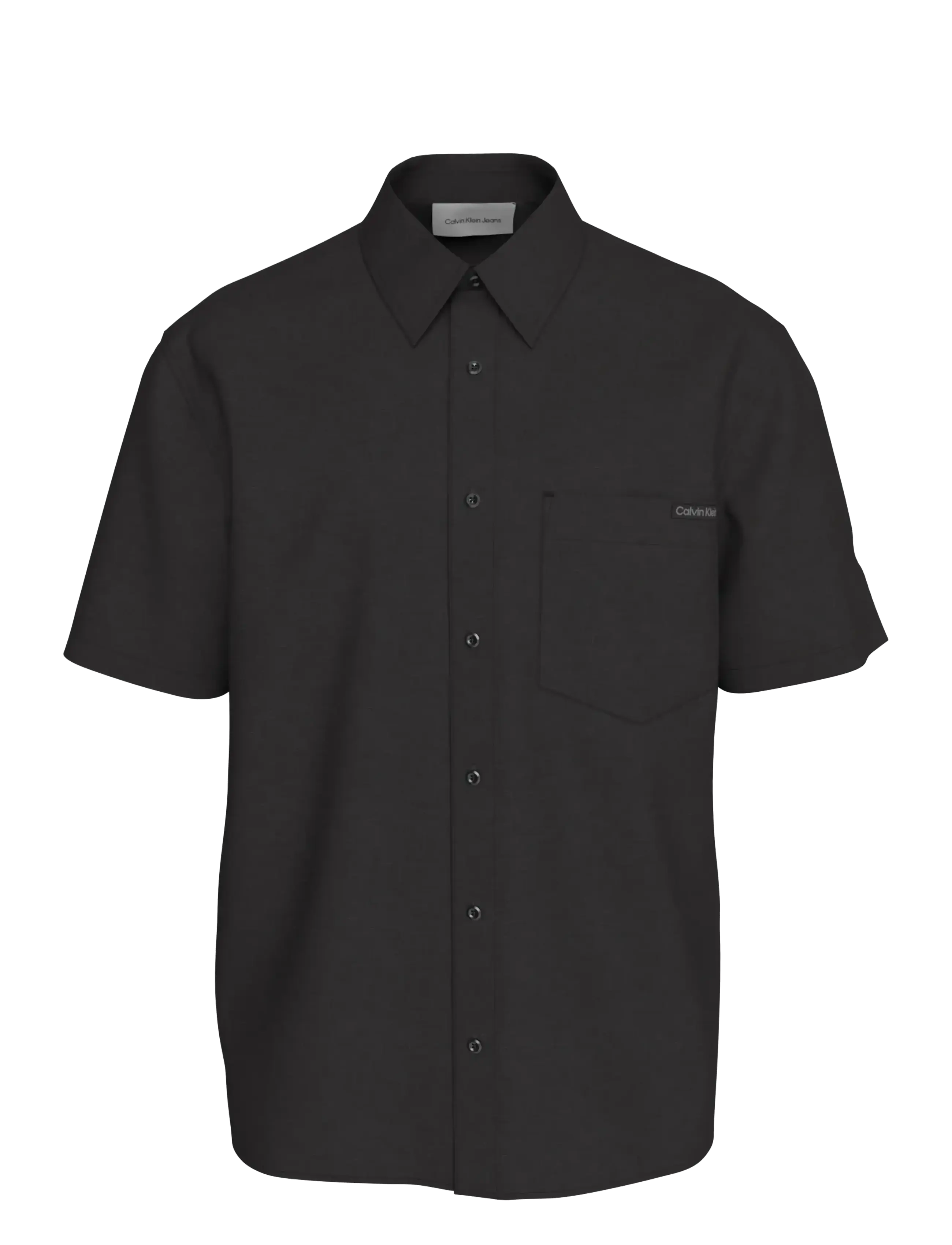 Calvin Klein Jeans Ss Solid Causal Linen Classic Sh, Mænd, Kortærmet Casual Skjorte, Sort, Str: XS
