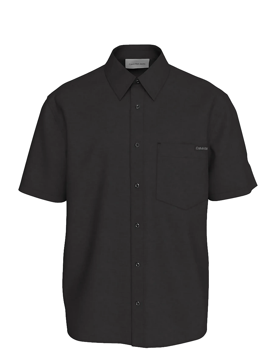 Calvin Klein Jeans - SS SOLID CAUSAL LINEN CLASSIC SH - kortærmede skjorter - black - 1