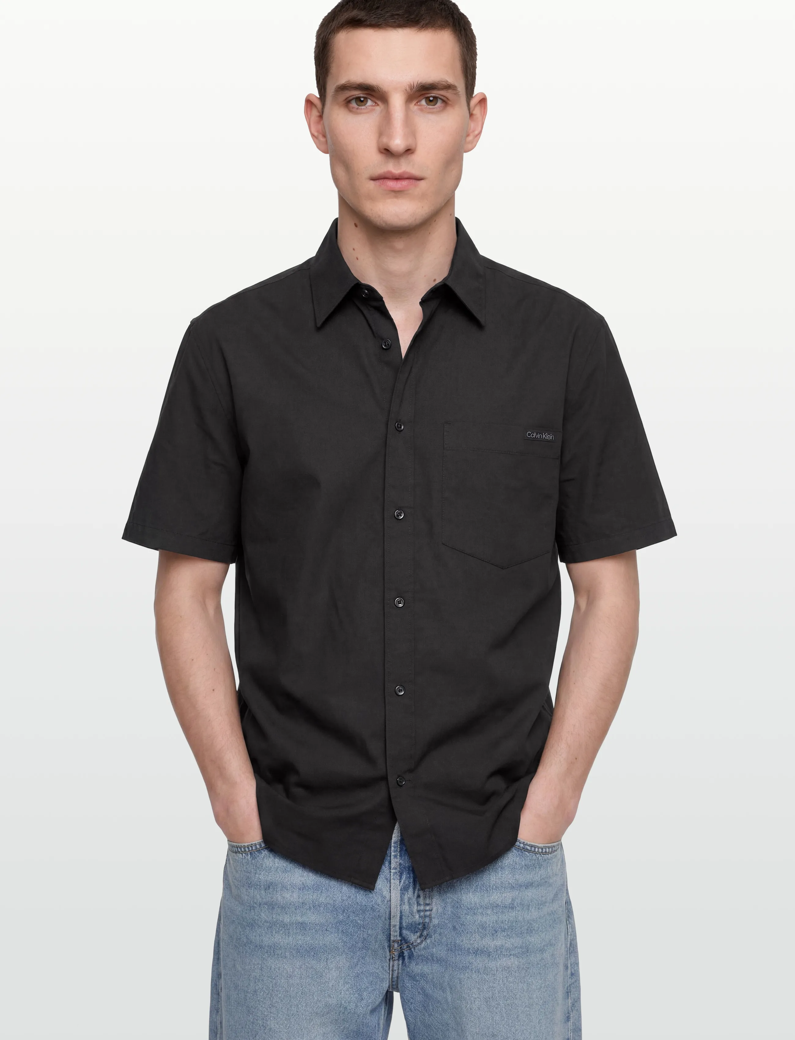 Calvin Klein Jeans - SS SOLID CAUSAL LINEN CLASSIC SH - short-sleeved shirts - black - 4