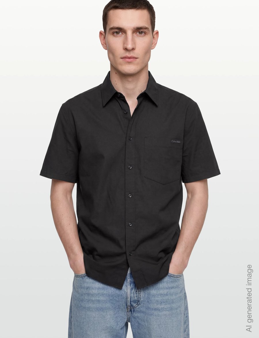 Calvin Klein Jeans - SS SOLID CAUSAL LINEN CLASSIC SH - kortærmede skjorter - black - 4