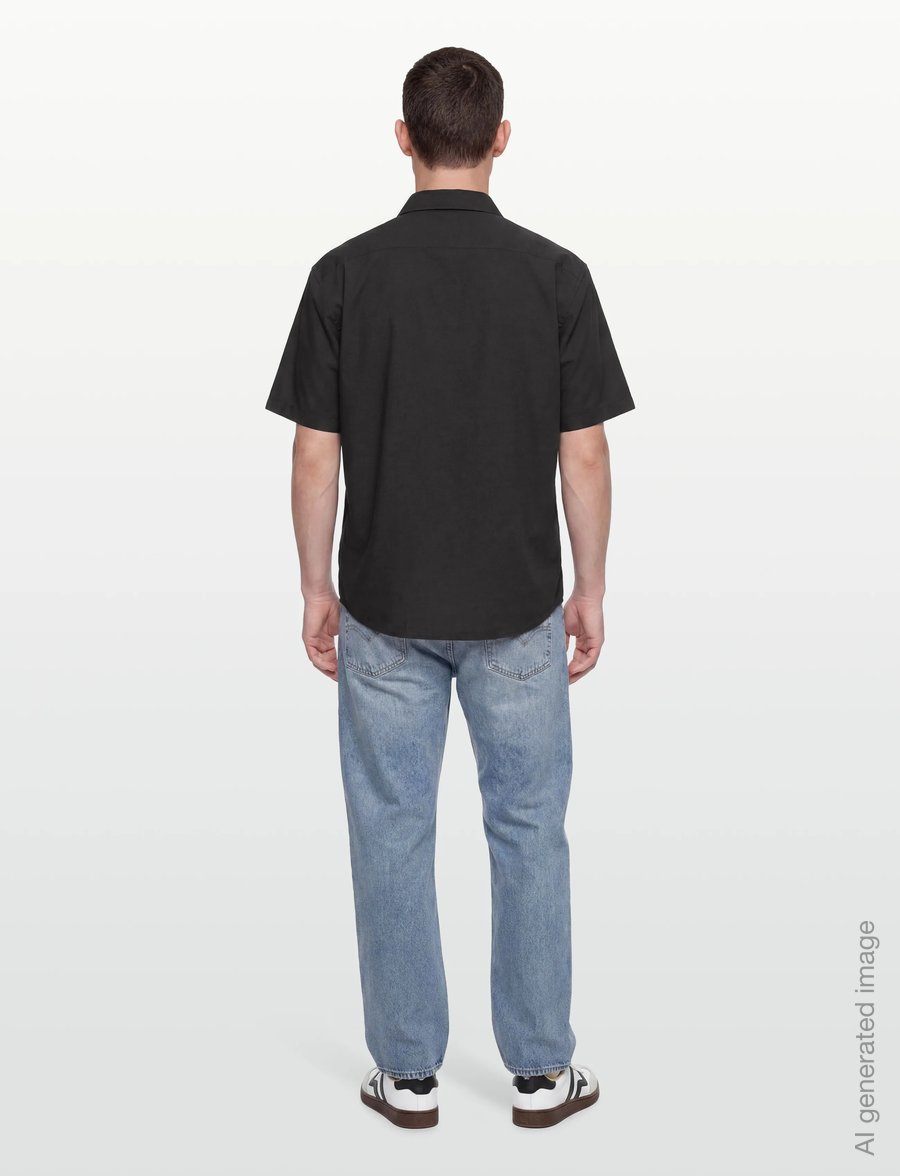 Calvin Klein Jeans - SS SOLID CAUSAL LINEN CLASSIC SH - kortærmede skjorter - black - 5