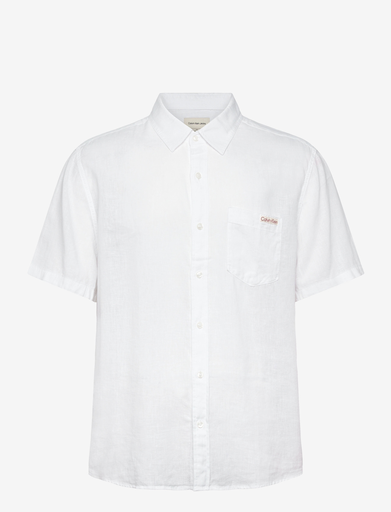 Calvin Klein Jeans - SS SOLID CAUSAL LINEN CLASSIC SH - kurzarmhemden - brilliant white - 0